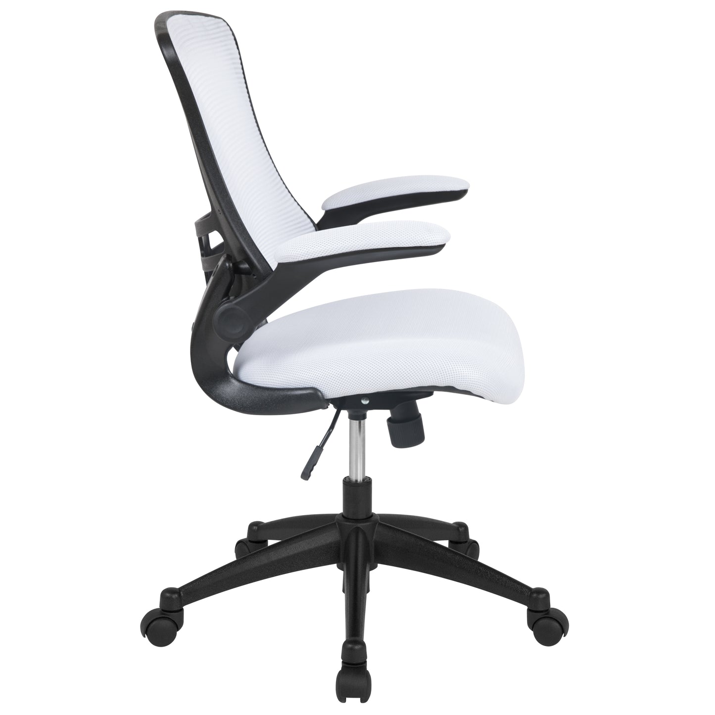 Kelista Mid-Back White Mesh Swivel Ergonomic Task Office Chair with Flip-Up Arms White Mesh/Black Frame