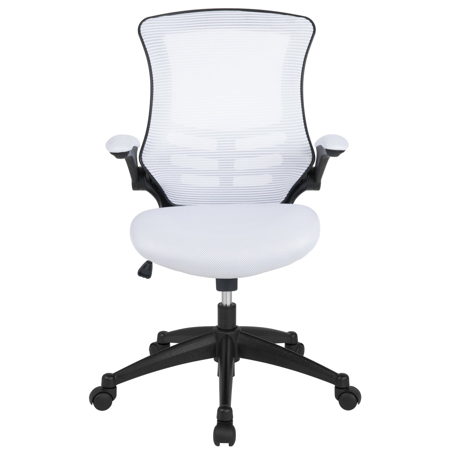 Kelista Mid-Back White Mesh Swivel Ergonomic Task Office Chair with Flip-Up Arms White Mesh/Black Frame