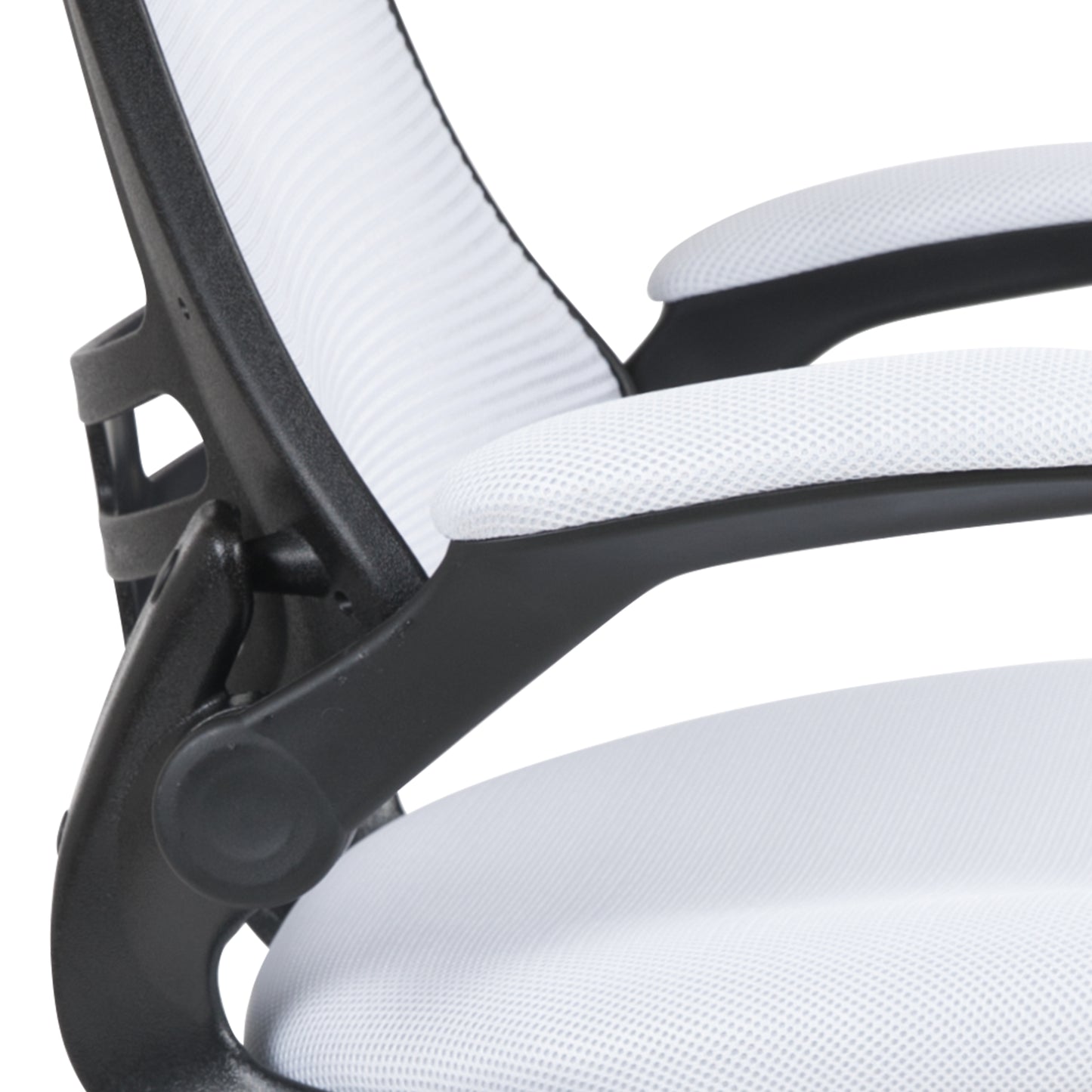 Kelista Mid-Back White Mesh Swivel Ergonomic Task Office Chair with Flip-Up Arms White Mesh/Black Frame