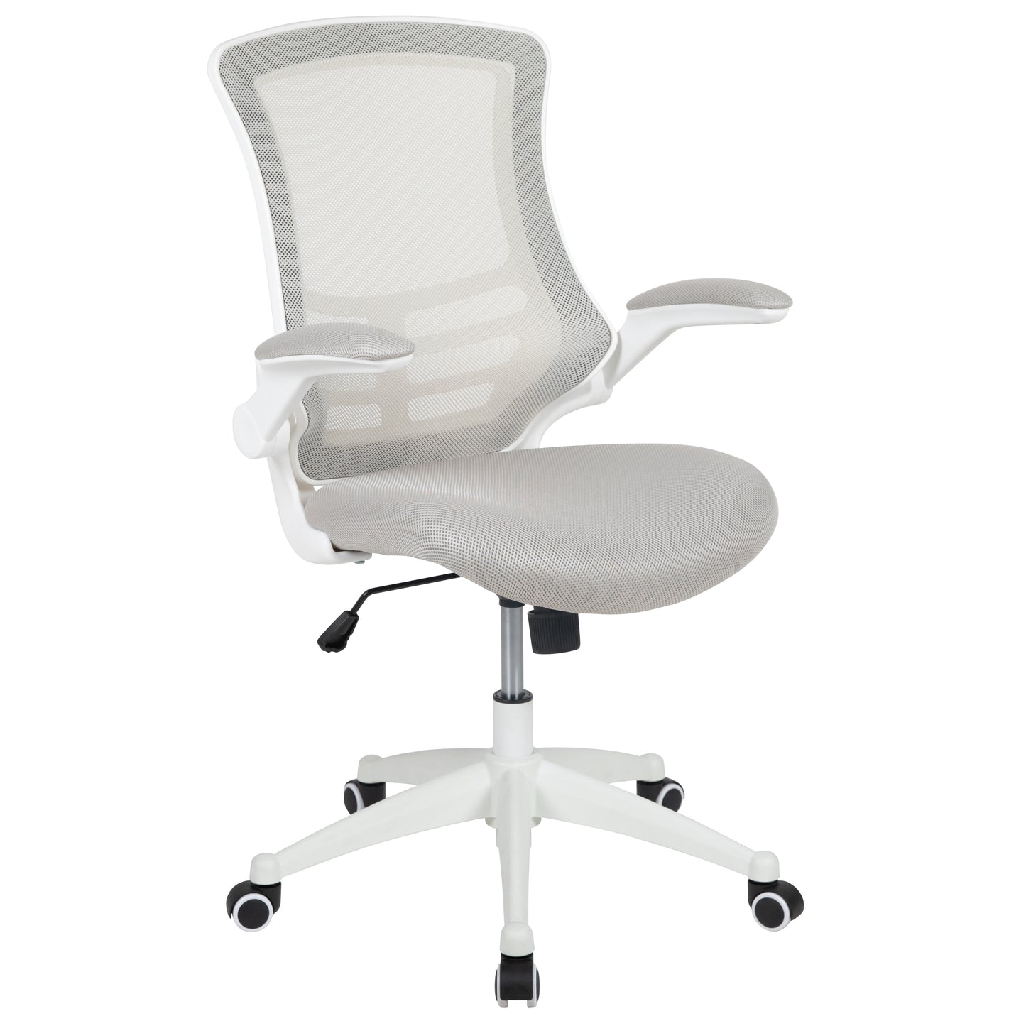 Kelista Mid-Back Light Gray Mesh Swivel Ergonomic Task Office Chair with White Frame and Flip-Up Arms Light Gray Mesh/White Frame