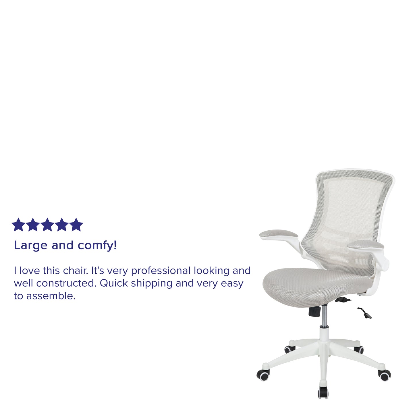 Kelista Mid-Back Light Gray Mesh Swivel Ergonomic Task Office Chair with White Frame and Flip-Up Arms Light Gray Mesh/White Frame