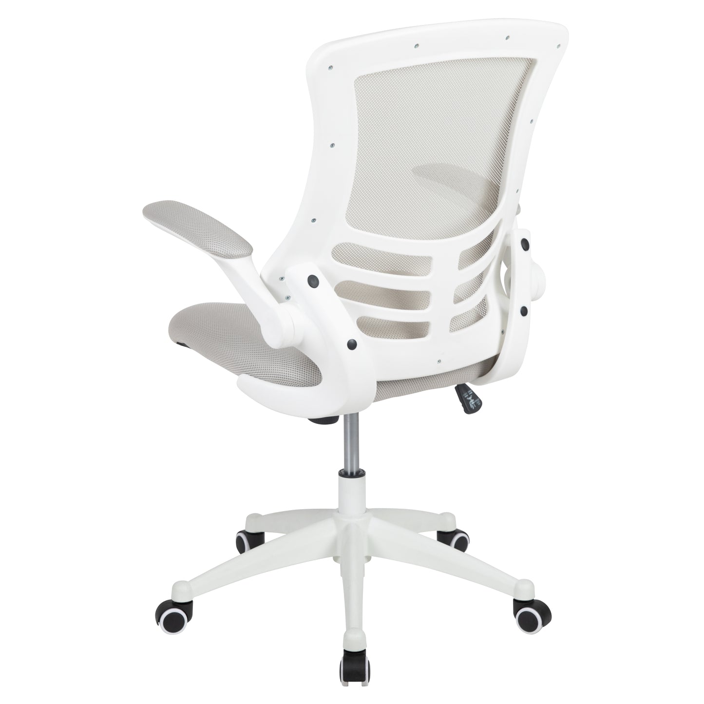 Kelista Mid-Back Light Gray Mesh Swivel Ergonomic Task Office Chair with White Frame and Flip-Up Arms Light Gray Mesh/White Frame