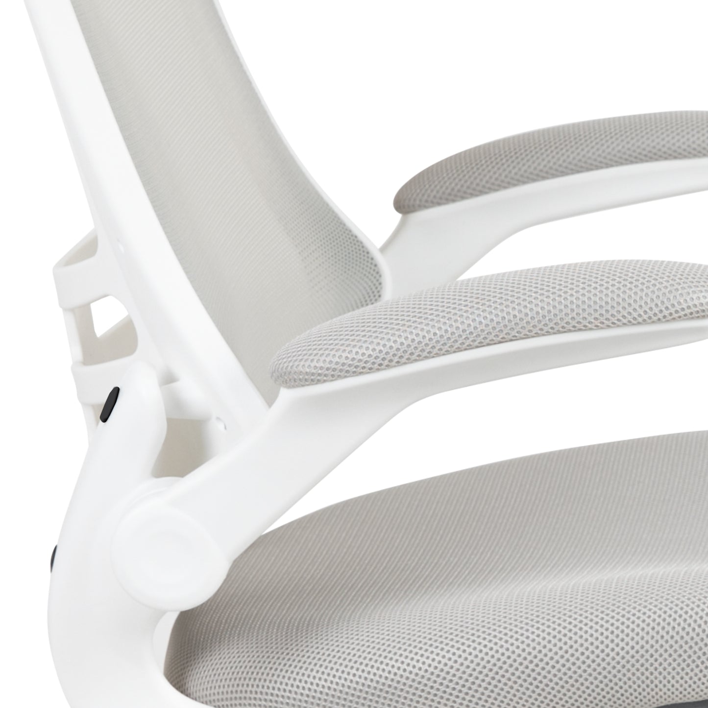 Kelista Mid-Back Light Gray Mesh Swivel Ergonomic Task Office Chair with White Frame and Flip-Up Arms Light Gray Mesh/White Frame