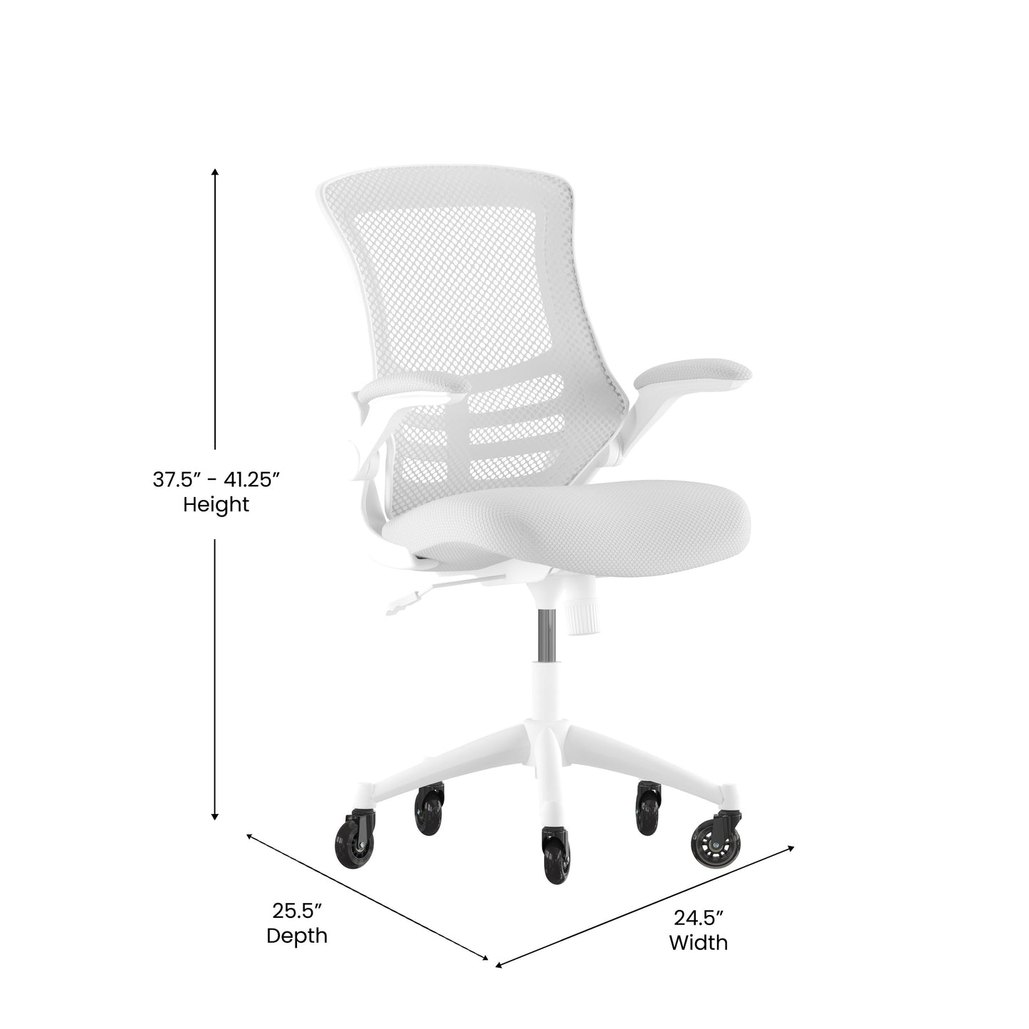 Kelista Mid-Back Light Gray Mesh Swivel Ergonomic Task Office Chair with White Frame, Flip-Up Arms, and Transparent Roller Wheels Light Gray Mesh/White Frame