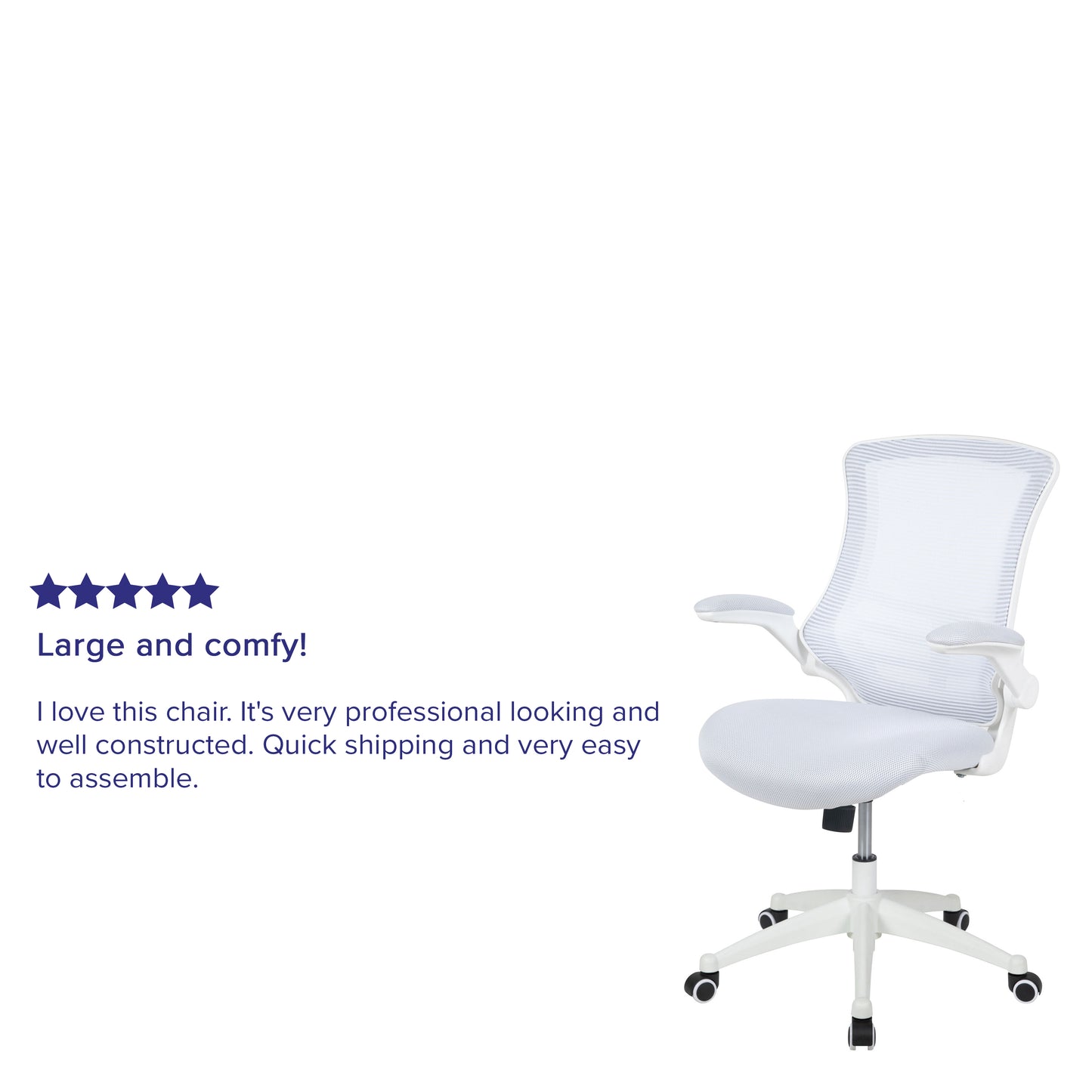 Kelista Mid-Back White Mesh Swivel Ergonomic Task Office Chair with White Frame and Flip-Up Arms White Mesh/White Frame