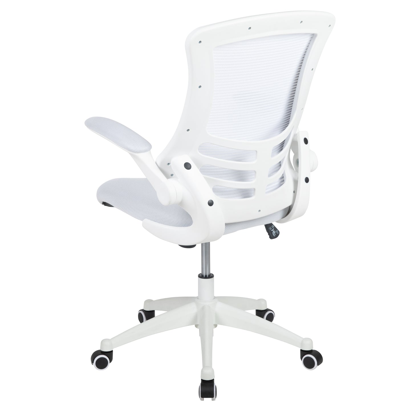 Kelista Mid-Back White Mesh Swivel Ergonomic Task Office Chair with White Frame and Flip-Up Arms White Mesh/White Frame