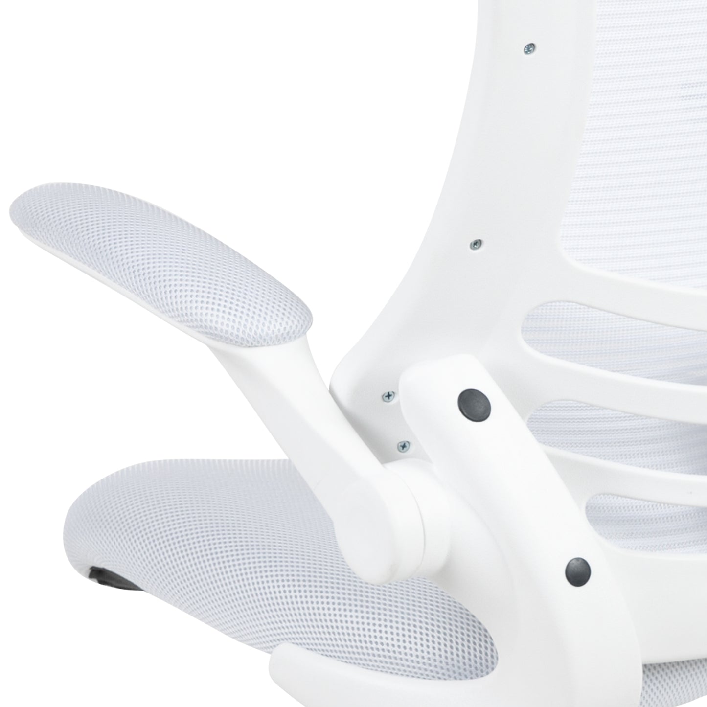 Kelista Mid-Back White Mesh Swivel Ergonomic Task Office Chair with White Frame and Flip-Up Arms White Mesh/White Frame