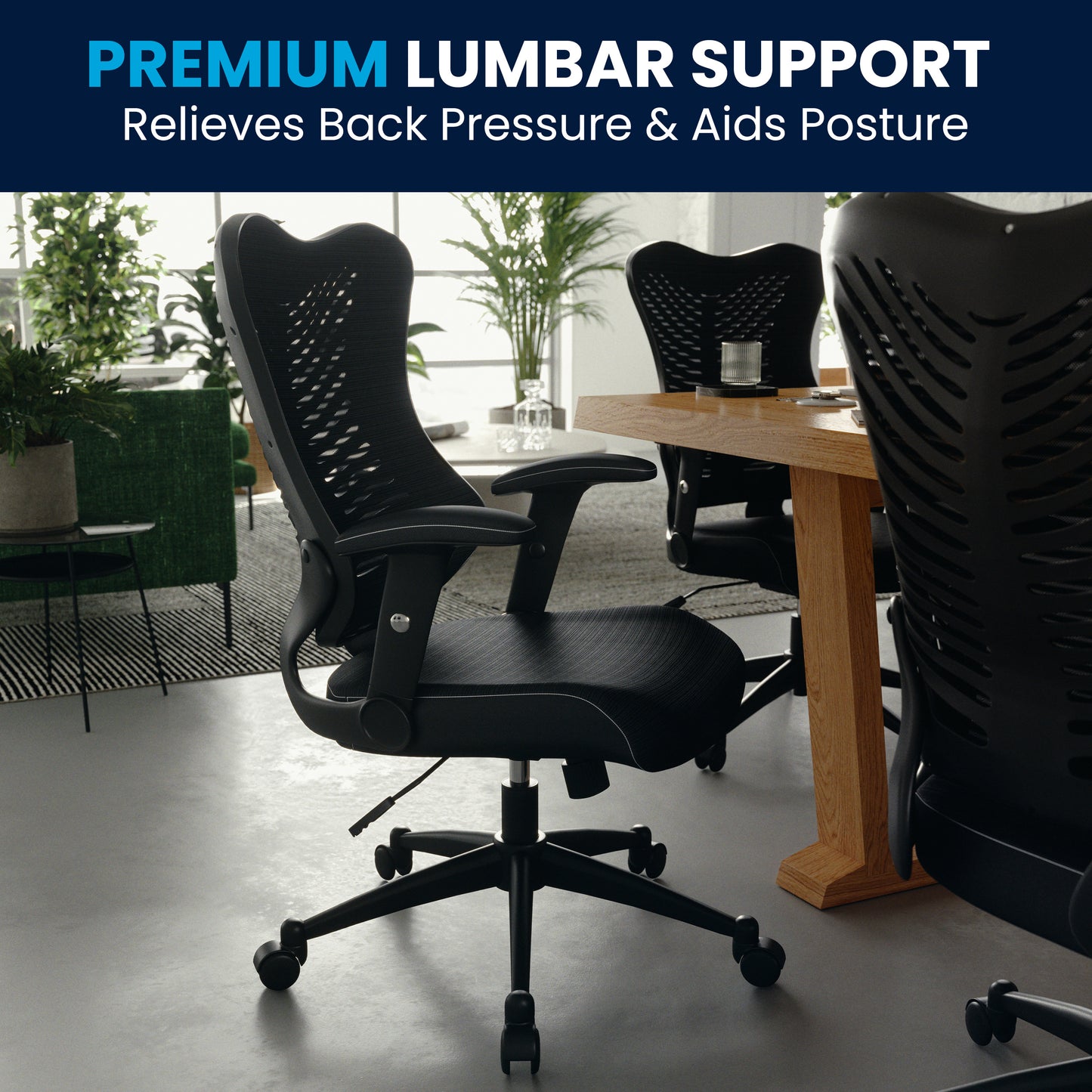 Kale High Back Designer Black Mesh Executive Swivel Ergonomic Office Chair with Adjustable Arms Black Mesh