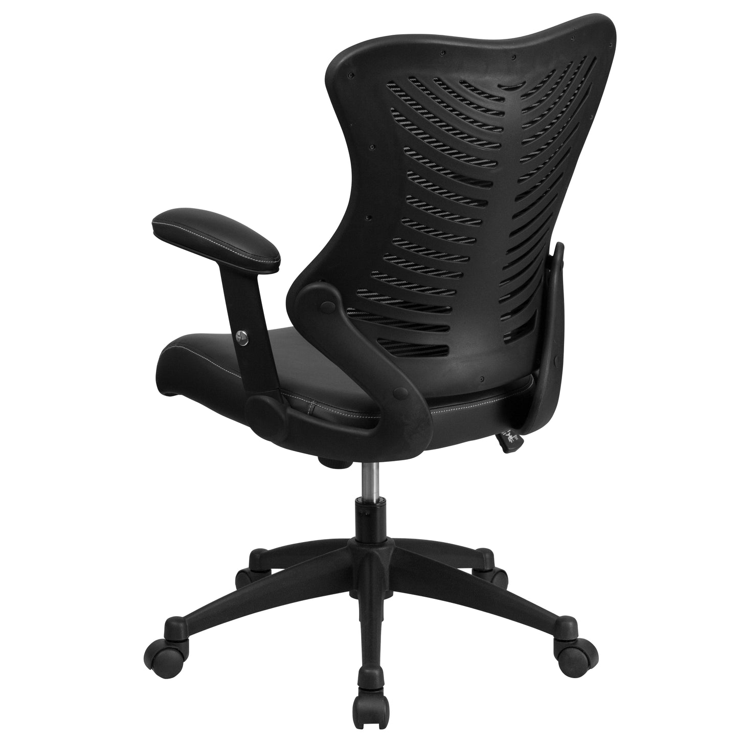Kale High Back Designer Black Mesh Executive Swivel Ergonomic Office Chair with LeatherSoft Seat and Adjustable Arms Black Mesh & LeatherSoft