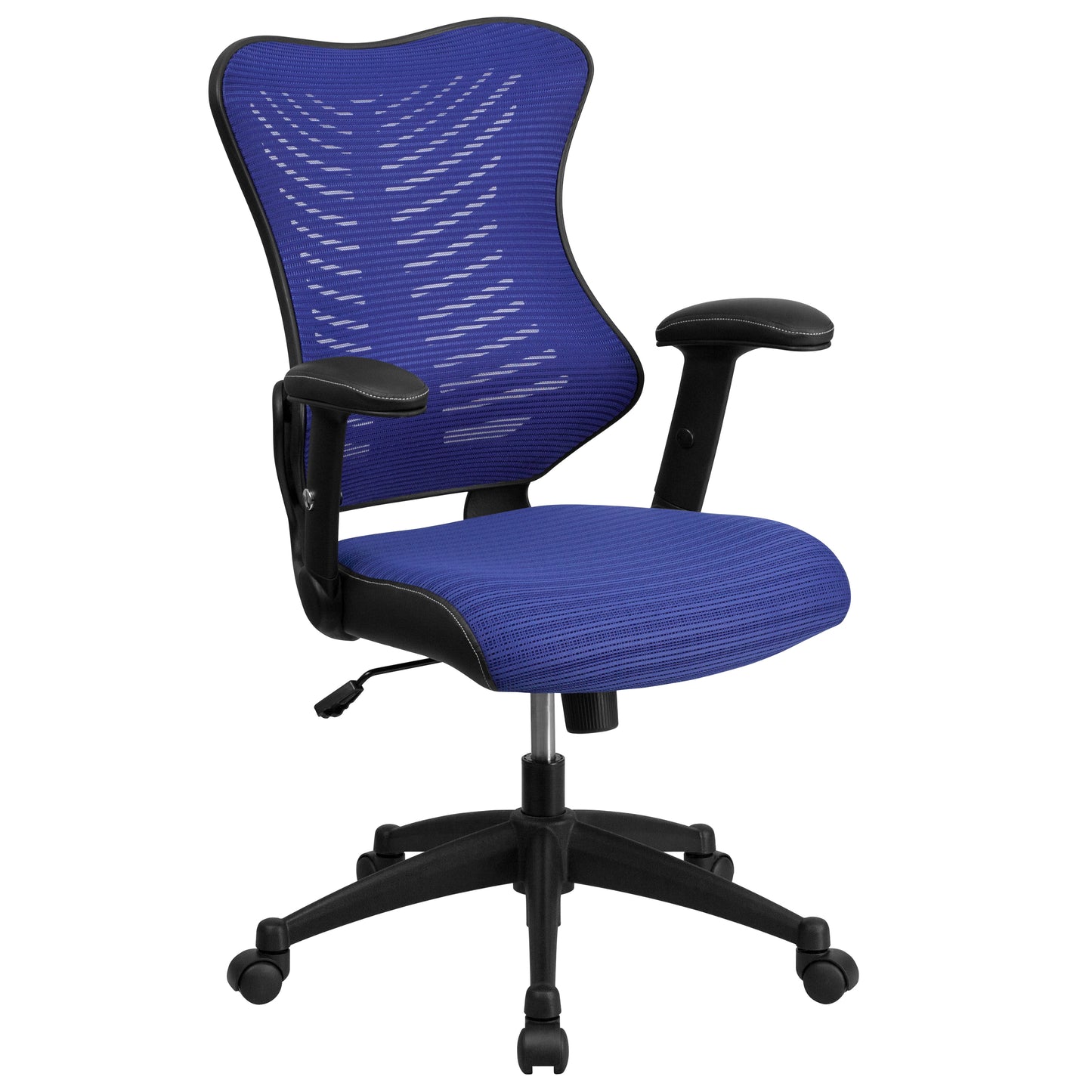 Kale High Back Designer Blue Mesh Executive Swivel Ergonomic Office Chair with Adjustable Arms Blue Mesh