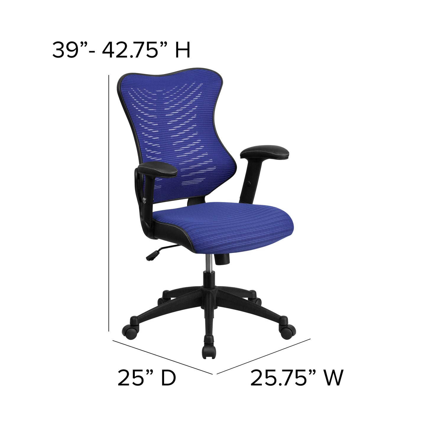 Kale High Back Designer Blue Mesh Executive Swivel Ergonomic Office Chair with Adjustable Arms Blue Mesh