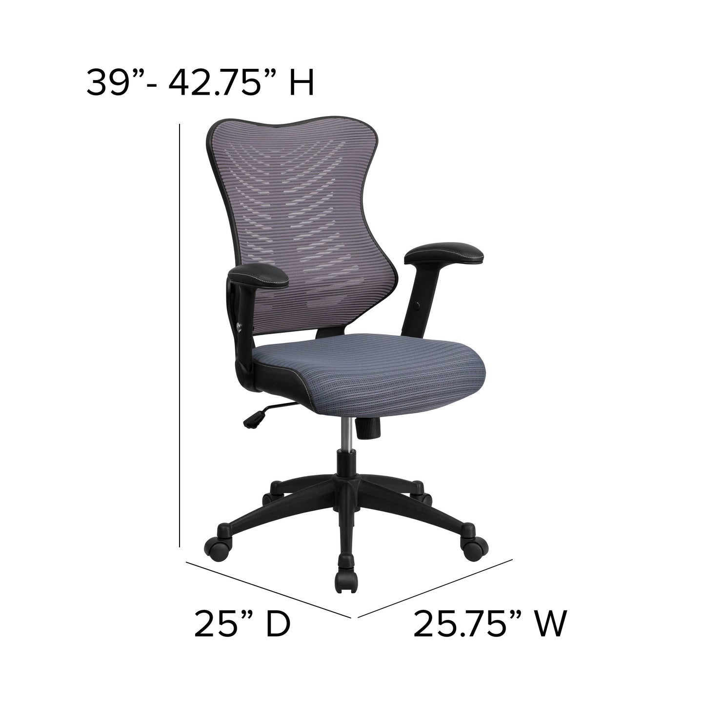 Kale High Back Designer Gray Mesh Executive Swivel Ergonomic Office Chair with Adjustable Arms Gray Mesh BL-ZP-806-GY-GG