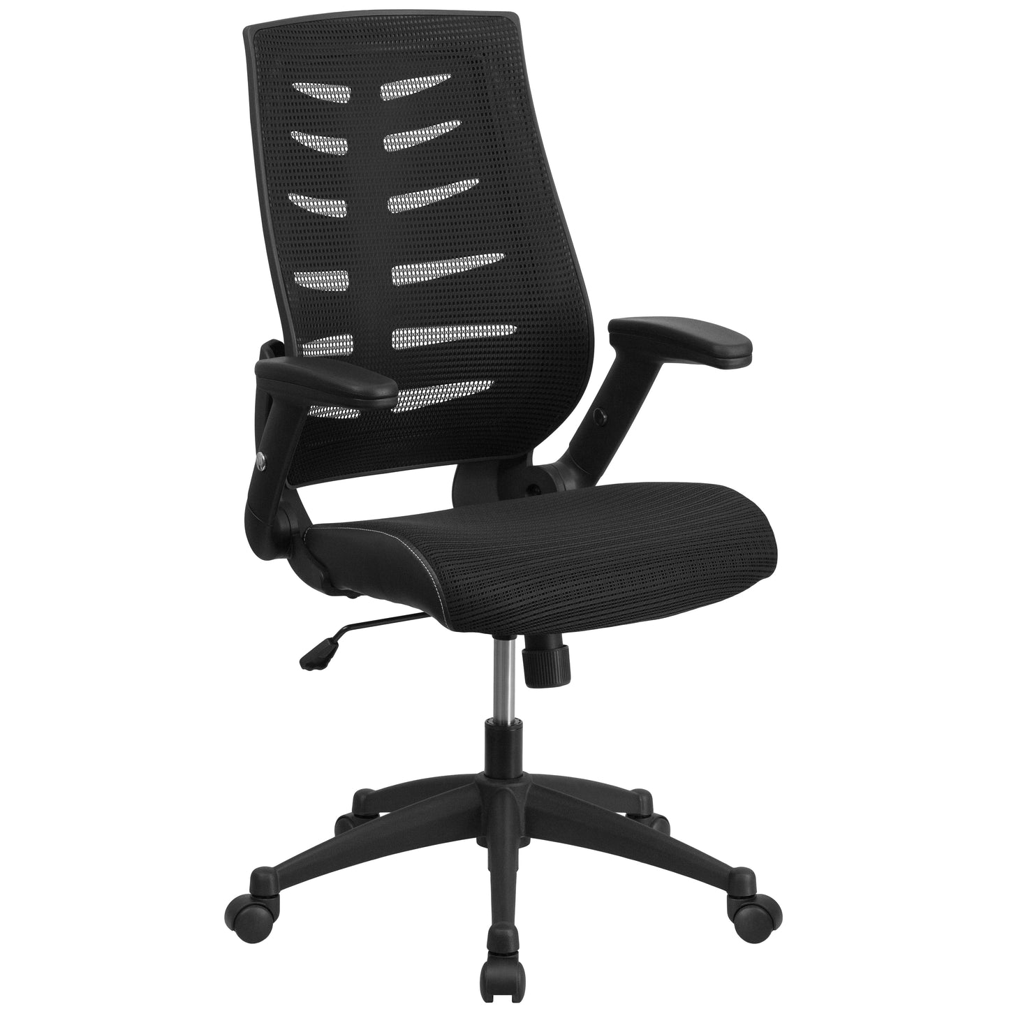 Kale High Back Designer Black Mesh Executive Swivel Ergonomic Office Chair with Height Adjustable Flip-Up Arms Black