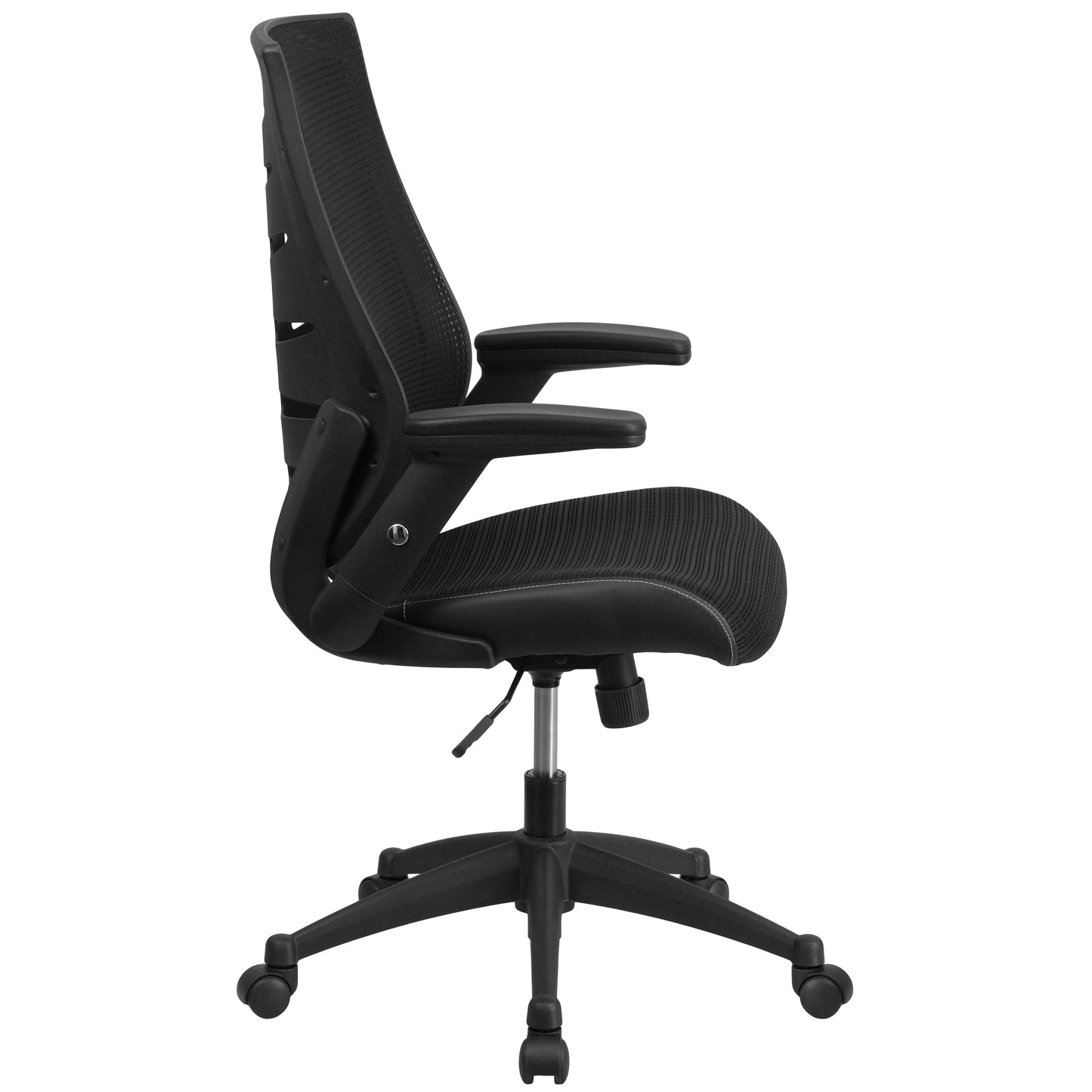 Kale High Back Designer Black Mesh Executive Swivel Ergonomic Office Chair with Height Adjustable Flip-Up Arms Black