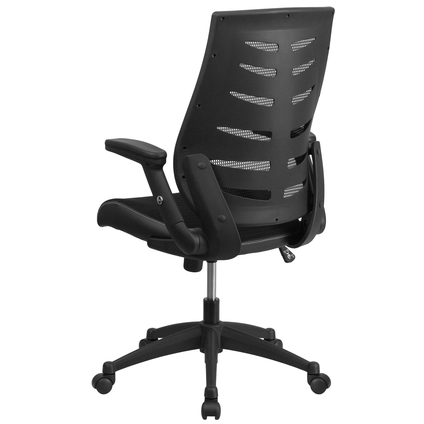 Kale High Back Designer Black Mesh Executive Swivel Ergonomic Office Chair with Height Adjustable Flip-Up Arms Black