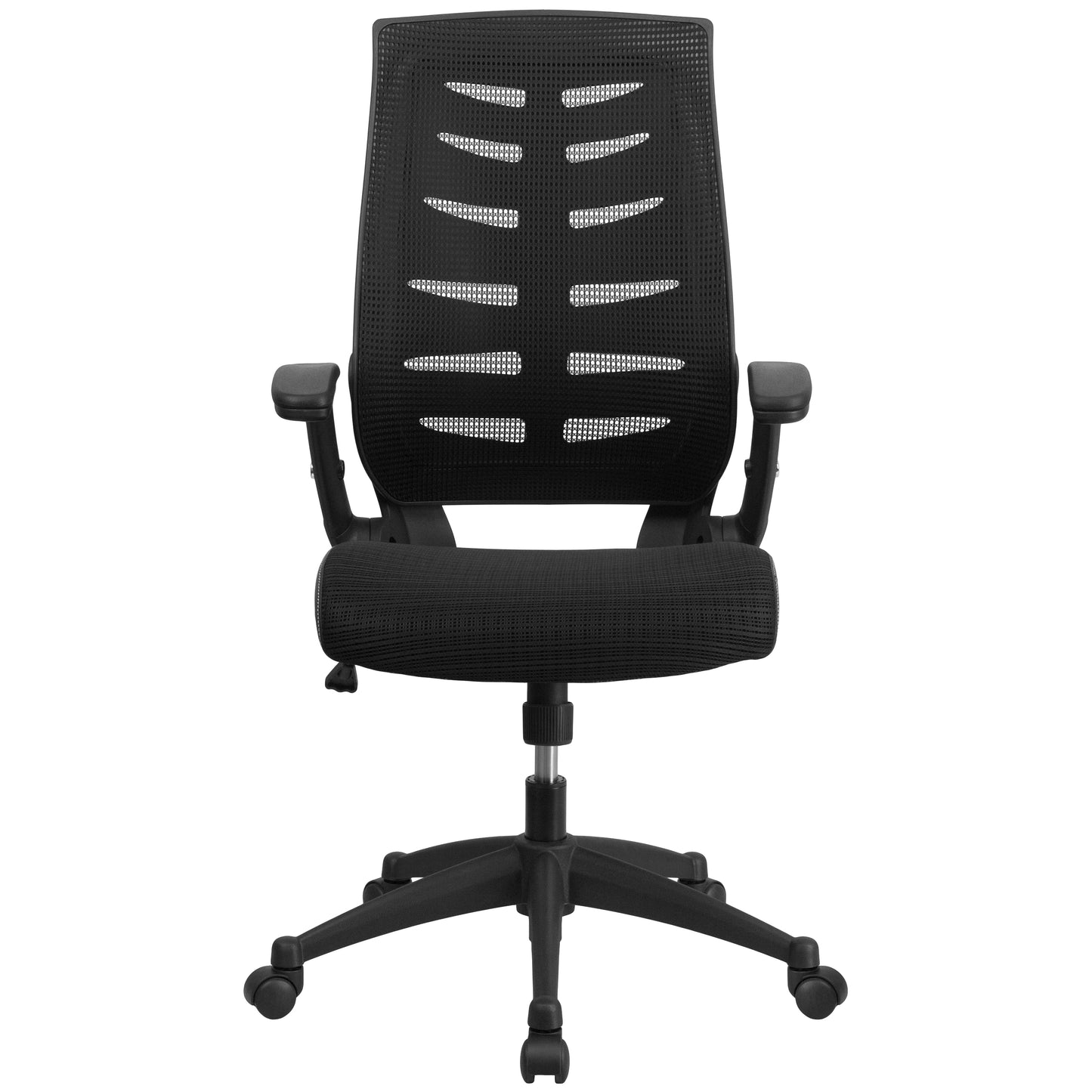 Kale High Back Designer Black Mesh Executive Swivel Ergonomic Office Chair with Height Adjustable Flip-Up Arms Black