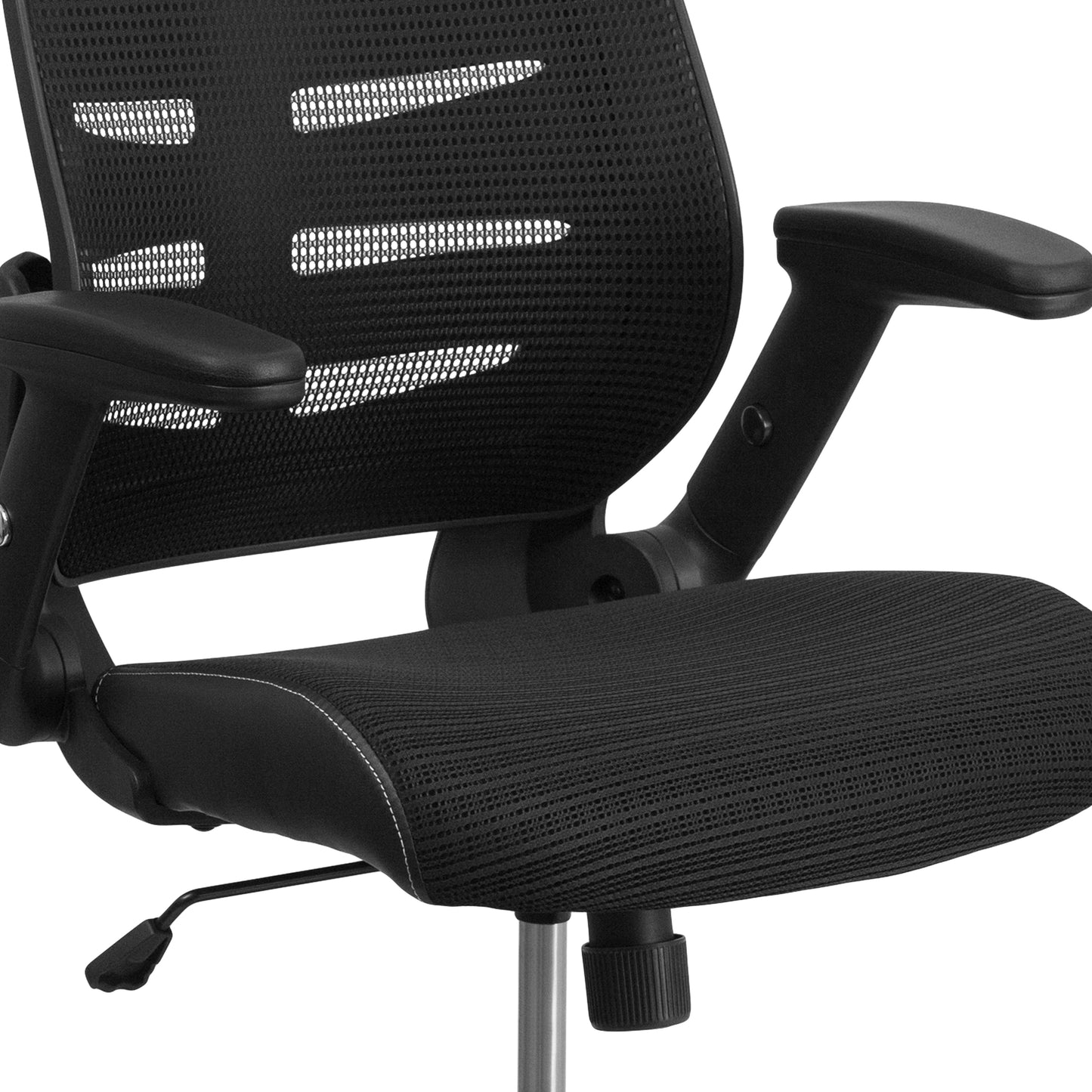 Kale High Back Designer Black Mesh Executive Swivel Ergonomic Office Chair with Height Adjustable Flip-Up Arms Black