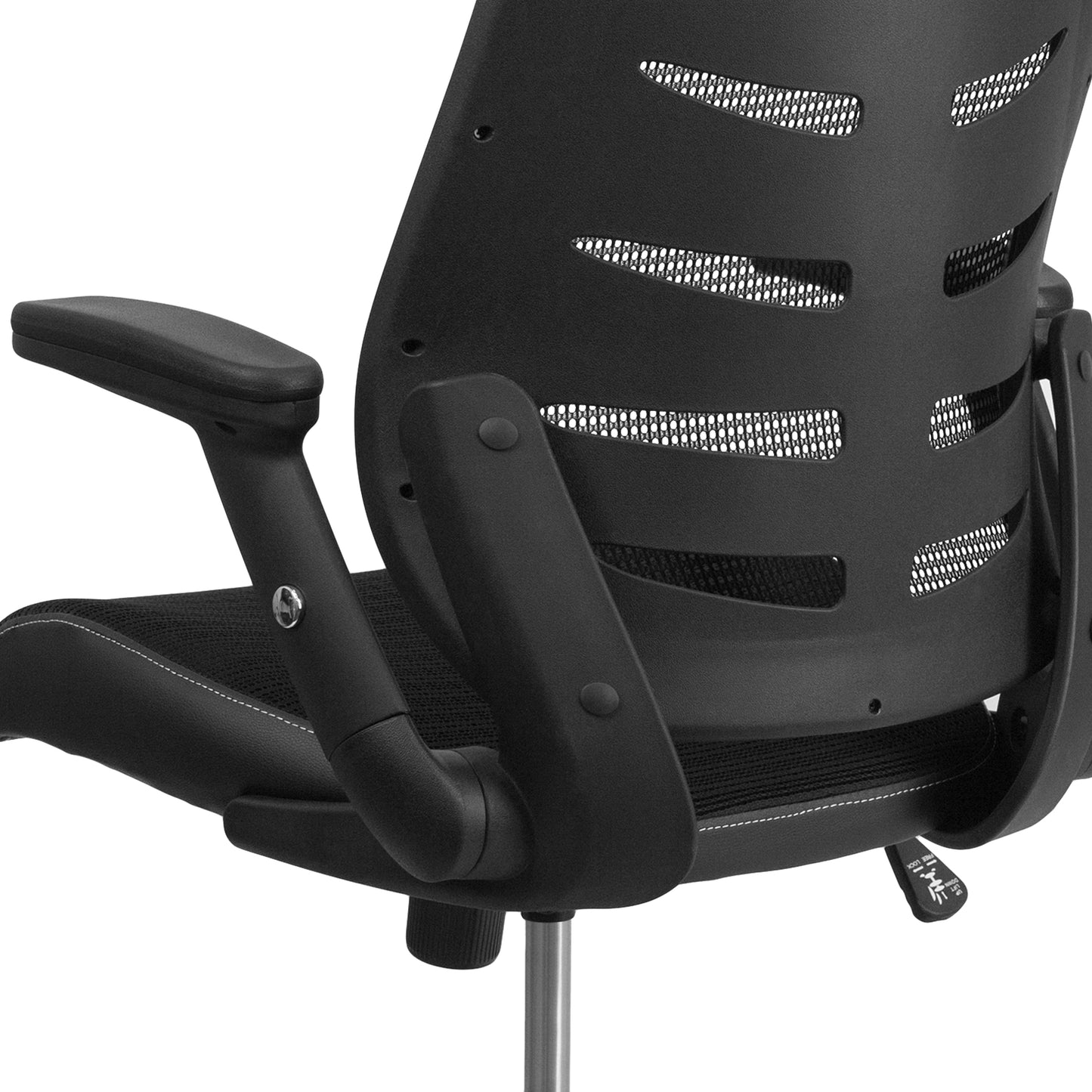 Kale High Back Designer Black Mesh Executive Swivel Ergonomic Office Chair with Height Adjustable Flip-Up Arms Black