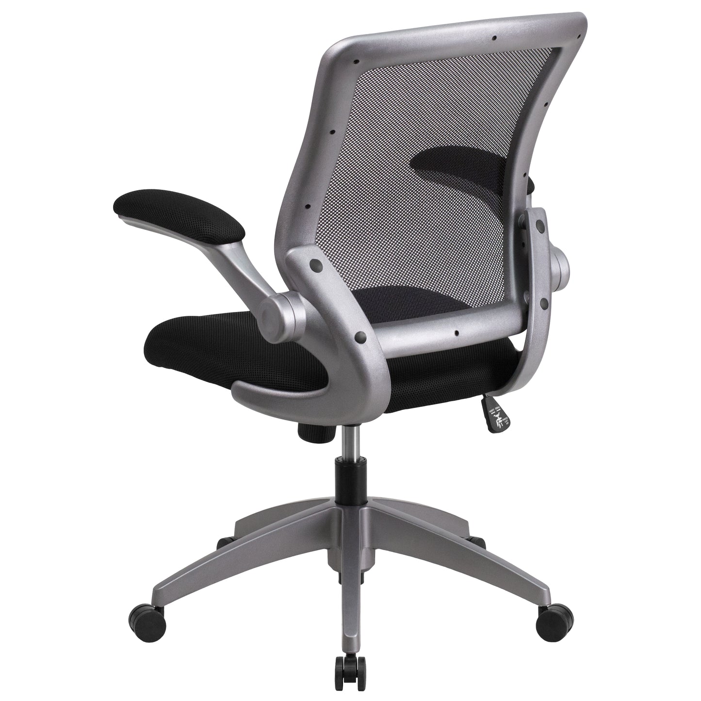 Kale Mid-Back Black Mesh Swivel Ergonomic Task Office Chair with Gray Frame and Flip-Up Arms Black