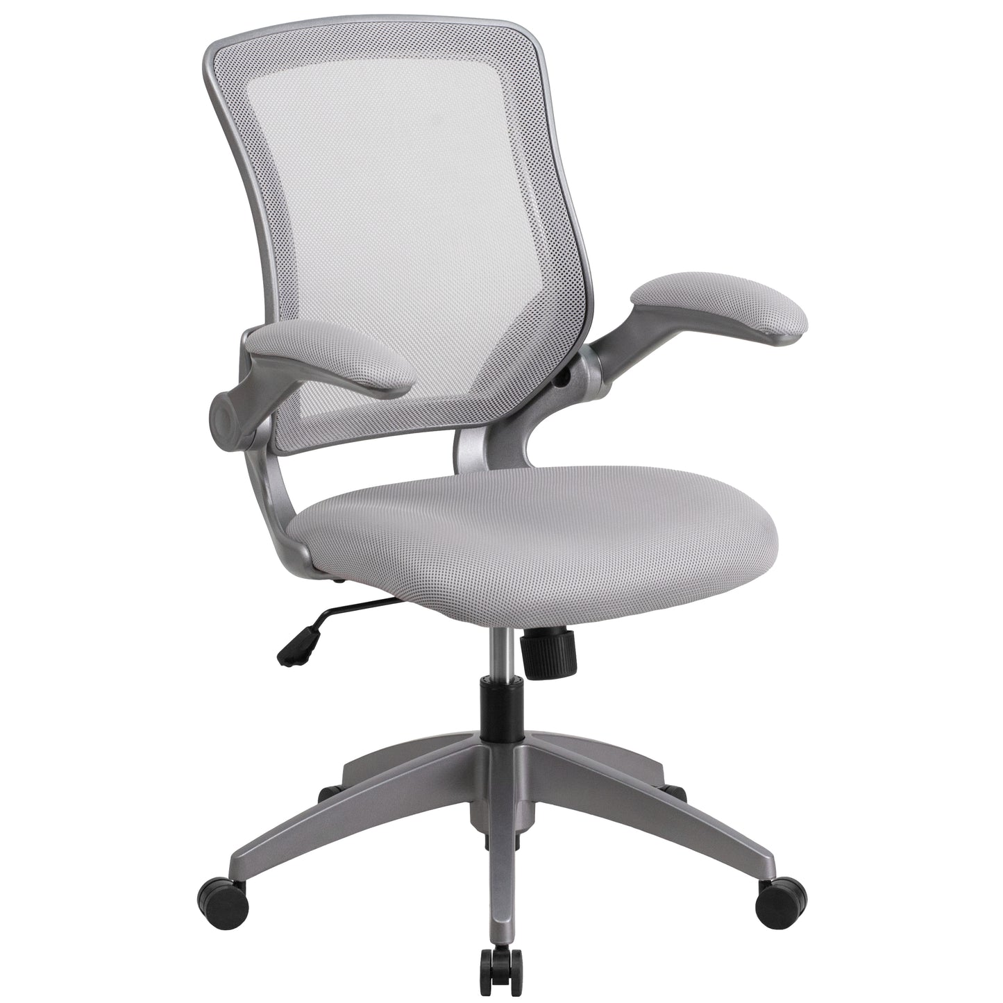 Kale Mid-Back Gray Mesh Swivel Ergonomic Task Office Chair with Gray Frame and Flip-Up Arms Gray