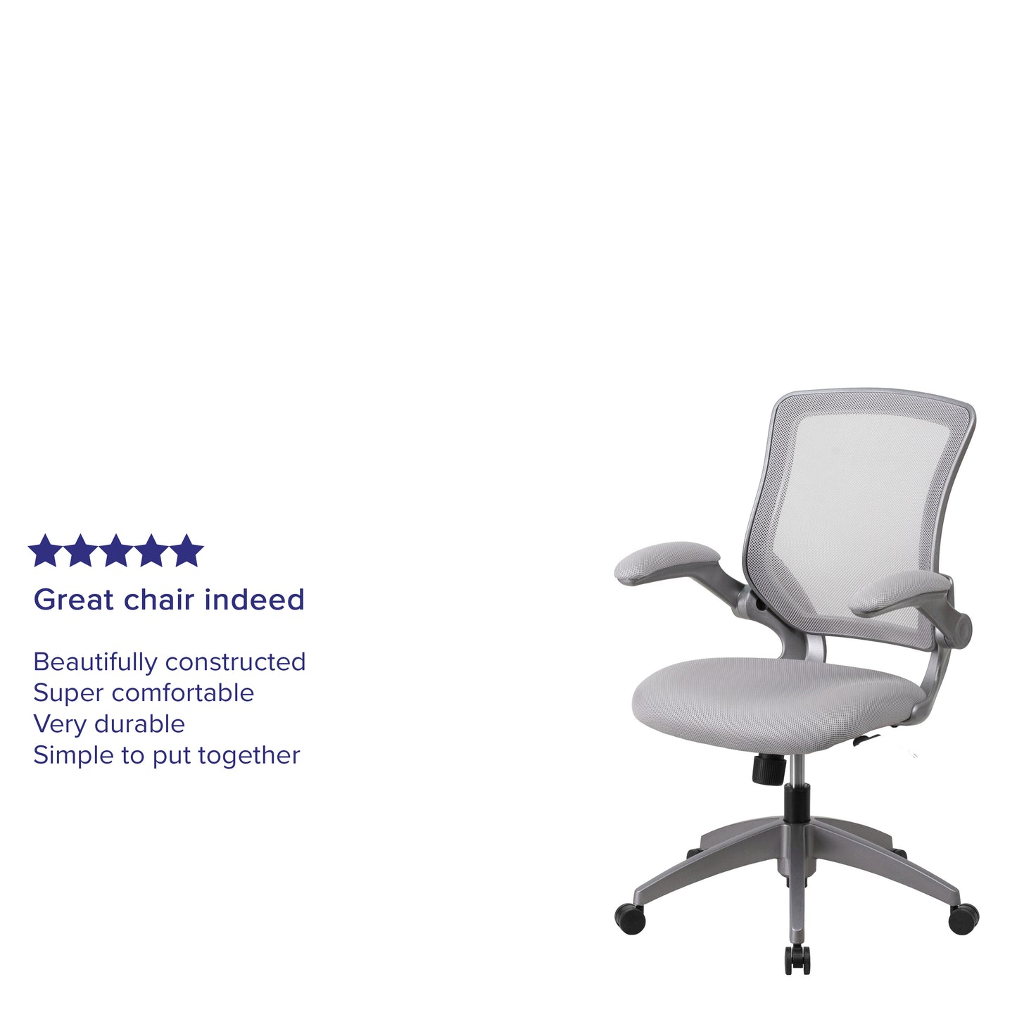 Kale Mid-Back Gray Mesh Swivel Ergonomic Task Office Chair with Gray Frame and Flip-Up Arms Gray