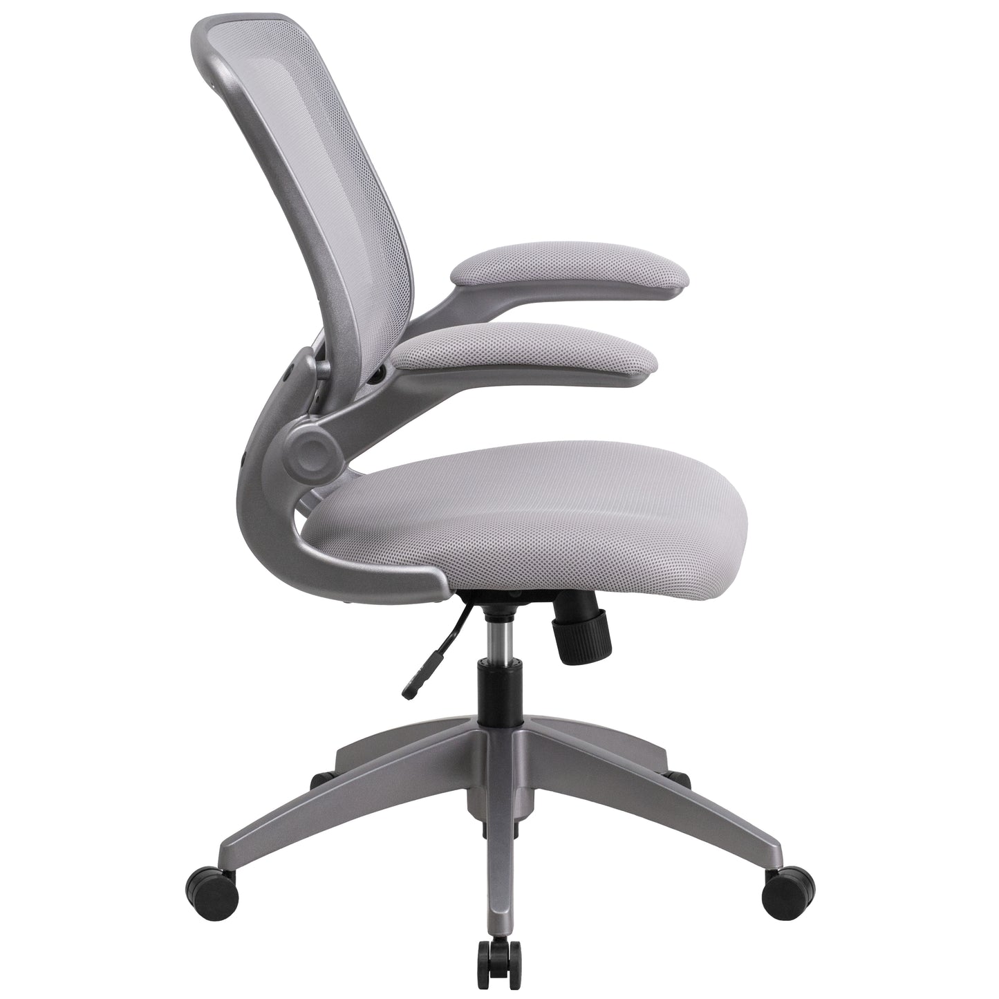 Kale Mid-Back Gray Mesh Swivel Ergonomic Task Office Chair with Gray Frame and Flip-Up Arms Gray