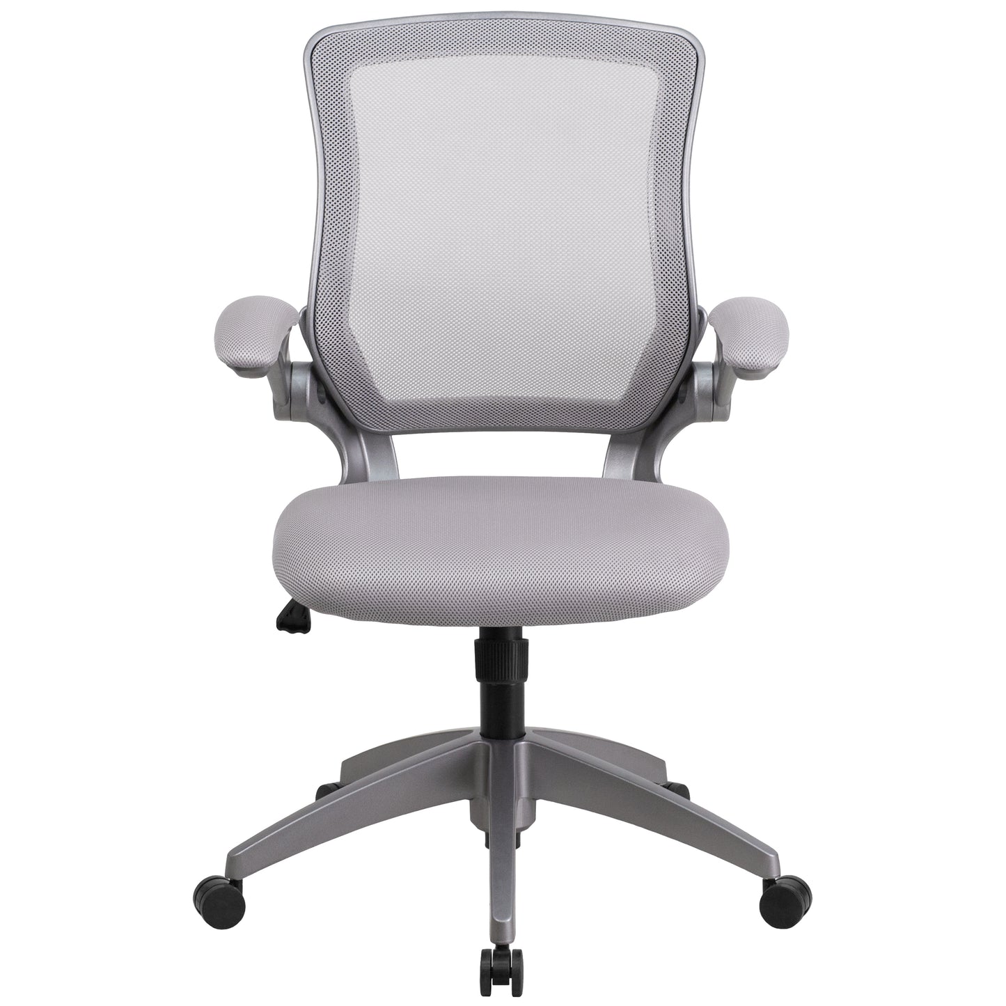 Kale Mid-Back Gray Mesh Swivel Ergonomic Task Office Chair with Gray Frame and Flip-Up Arms Gray