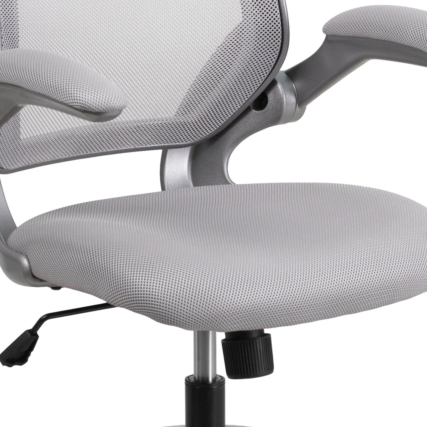 Kale Mid-Back Gray Mesh Swivel Ergonomic Task Office Chair with Gray Frame and Flip-Up Arms Gray