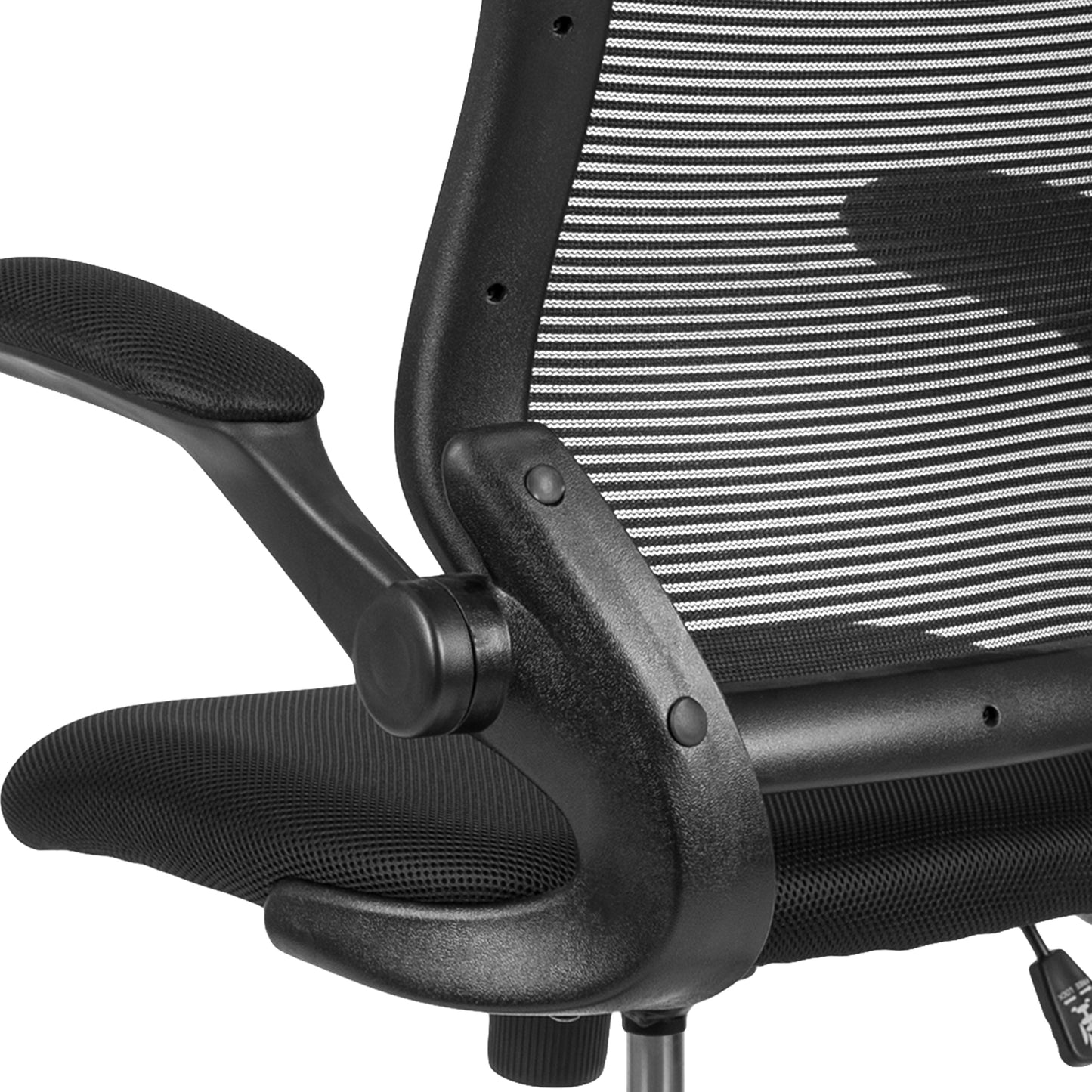 Kale Mid-Back Black Mesh Ergonomic Drafting Chair with Adjustable Foot Ring and Flip-Up Arms Black