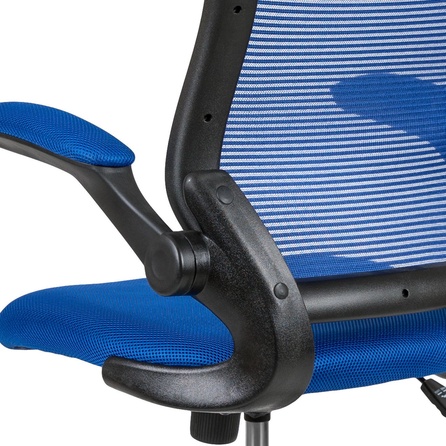 Kale Mid-Back Blue Mesh Ergonomic Drafting Chair with Adjustable Foot Ring and Flip-Up Arms Blue