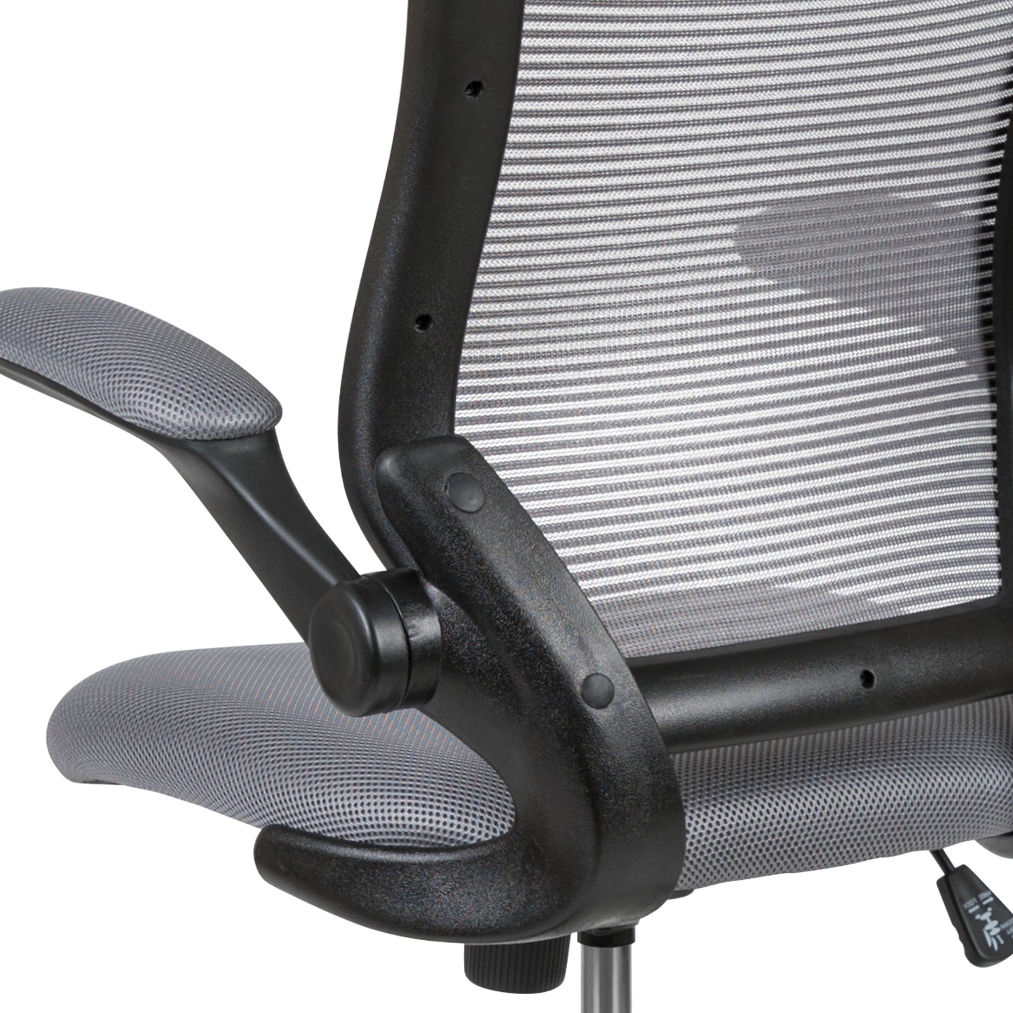 Kale Mid-Back Dark Gray Mesh Ergonomic Drafting Chair with Adjustable Foot Ring and Flip-Up Arms Dark Gray