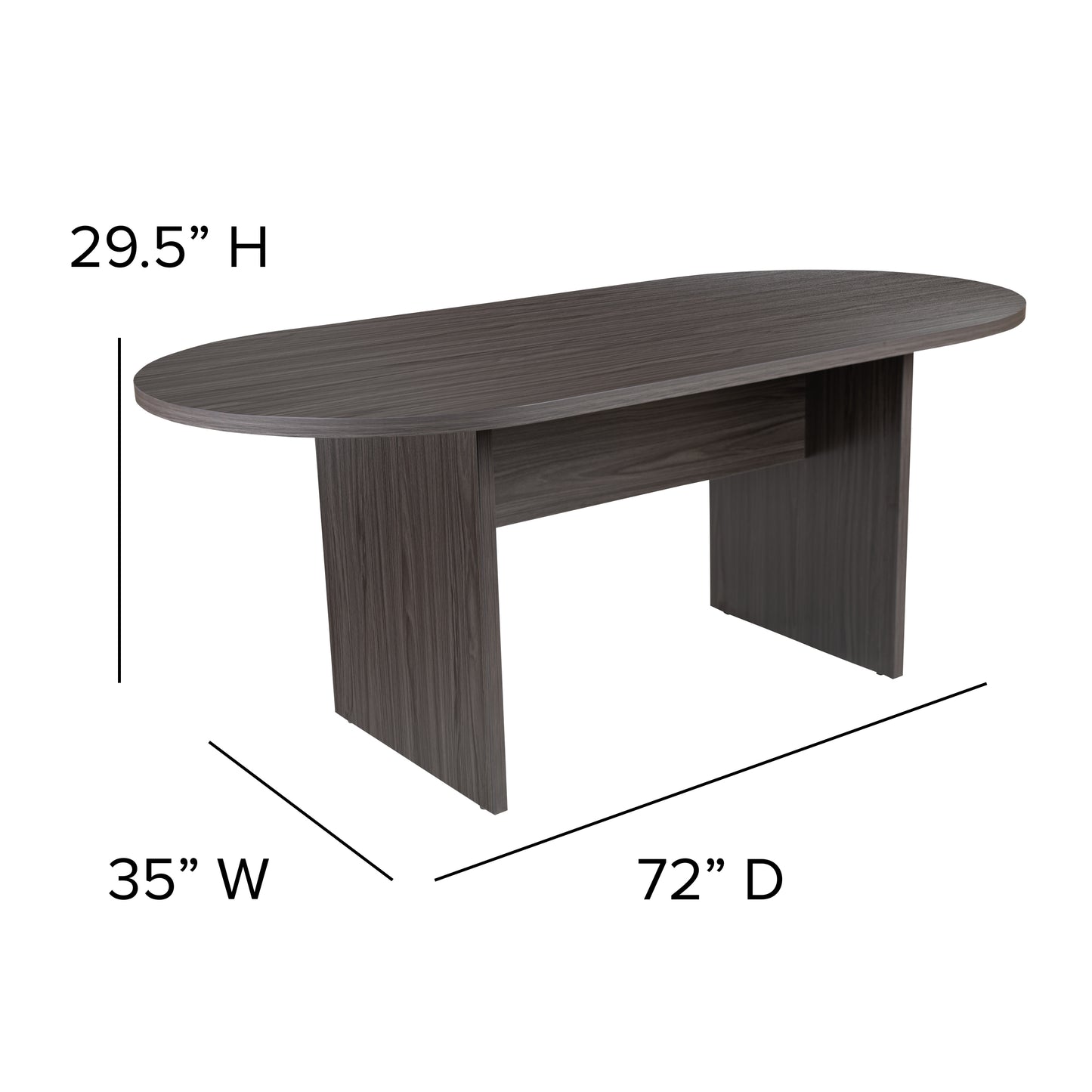 Lake 5 Piece Rustic Gray Oval Conference Table Set with 4 Black and Chrome LeatherSoft Executive Chairs Rustic Gray
