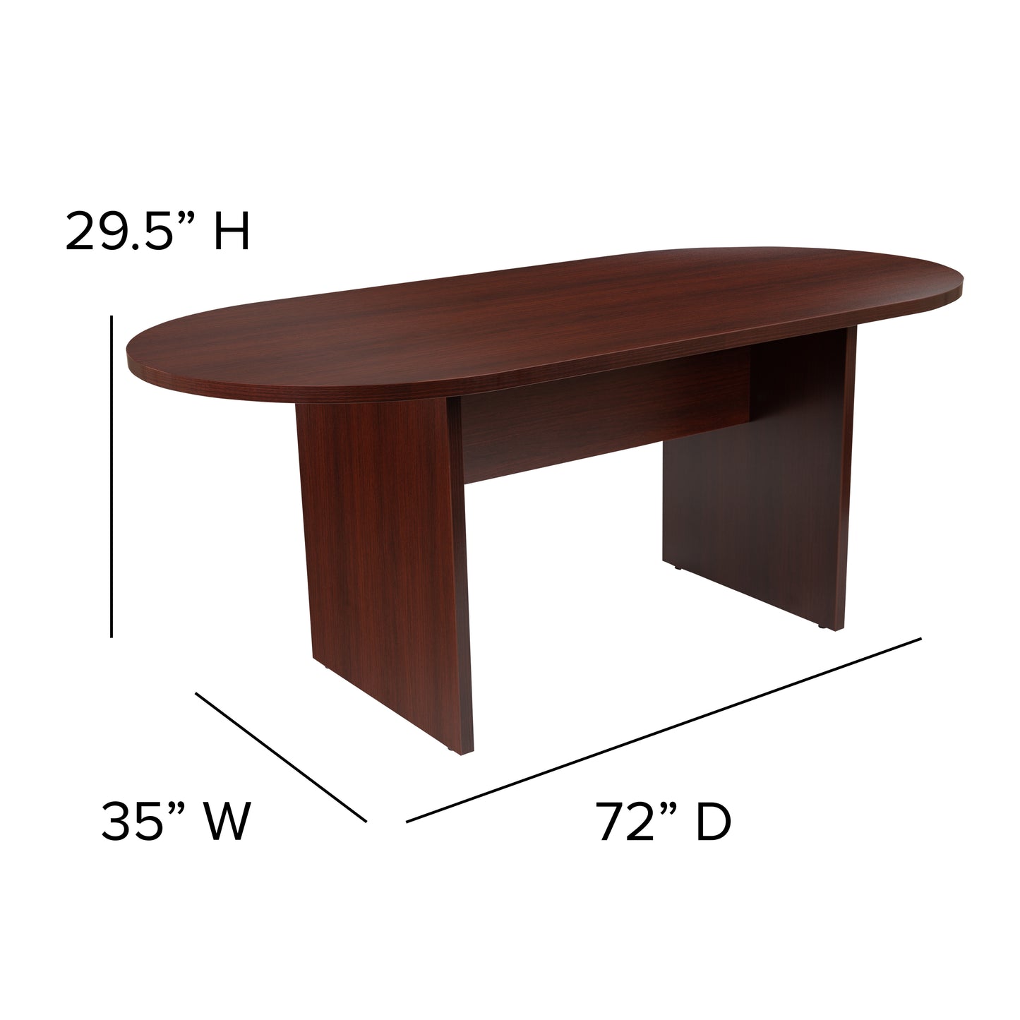 Lake 5 Piece Mahogany Oval Conference Table Set with 4 Black LeatherSoft-Padded Task Chairs Mahogany BLN-6GCMHGX000-BK-GG