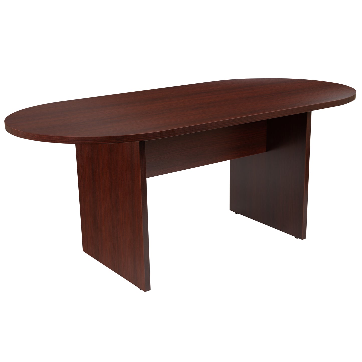 Lake 5 Piece Mahogany Oval Conference Table Set with 4 Black LeatherSoft-Padded Task Chairs Mahogany BLN-6GCMHGX000-BK-GG