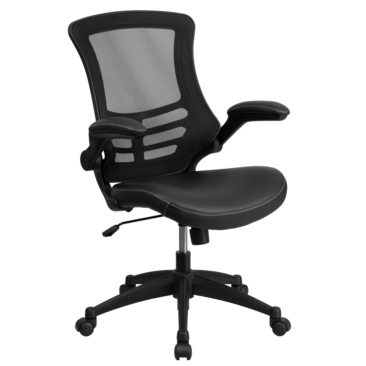 Calder Work From Home Kit - Black Computer Desk, Ergonomic Mesh/LeatherSoft Office Chair and Locking Mobile Filing Cabinet Black