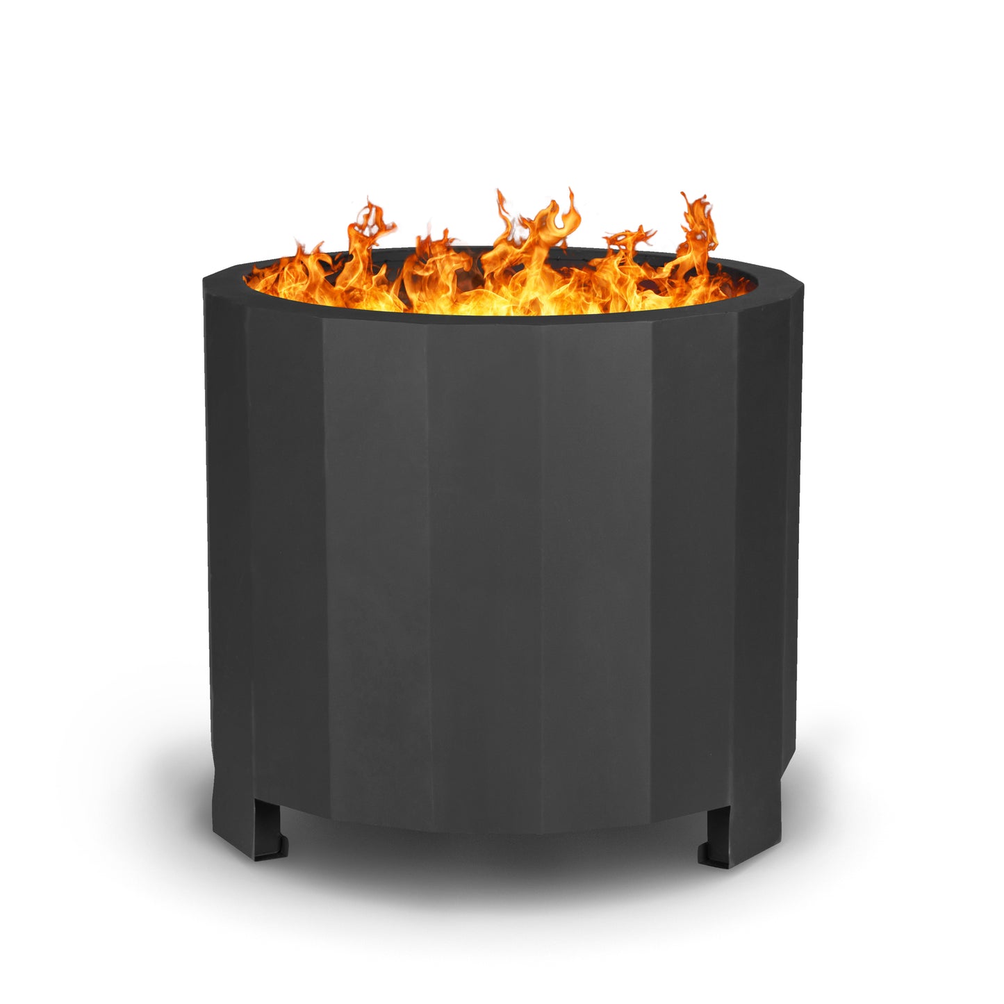 Titus Commercial Grade 19.5 inch Smokeless Outdoor Firepit, Natural Wood Burning Portable Fire Pit With Water-Resistant Cover, Black Black