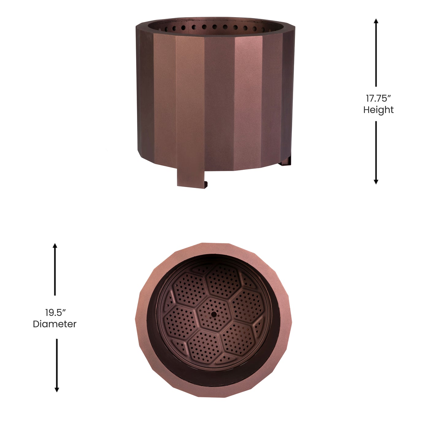 Titus Commercial Grade 19.5 inch Smokeless Outdoor Firepit, Natural Wood Burning Portable Fire Pit With Water-Resistant Cover, Bronze Bronze