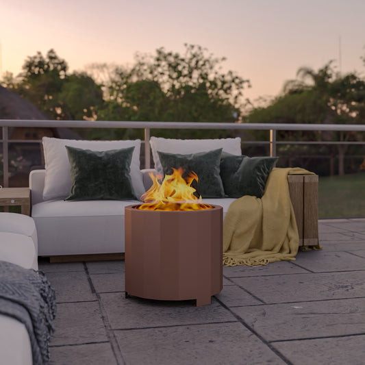 Titus Commercial Grade 19.5 inch Smokeless Outdoor Firepit, Natural Wood Burning Portable Fire Pit With Water-Resistant Cover, Bronze Bronze