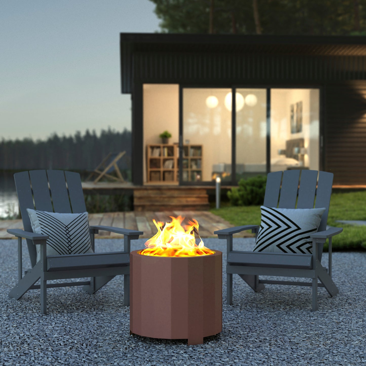 Titus Commercial Grade 19.5 inch Smokeless Outdoor Firepit, Natural Wood Burning Portable Fire Pit With Water-Resistant Cover, Bronze Bronze