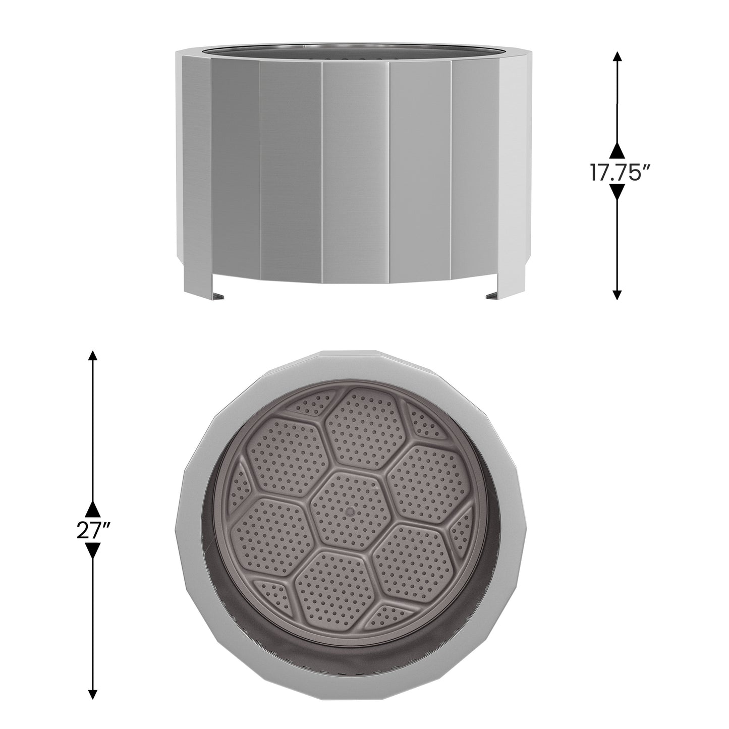 Titus Commercial Grade 27 inch Smokeless Outdoor Firepit, Natural Wood Burning Portable Fire Pit With Water-Resistant Cover, Stainless Steel Stainless Steel