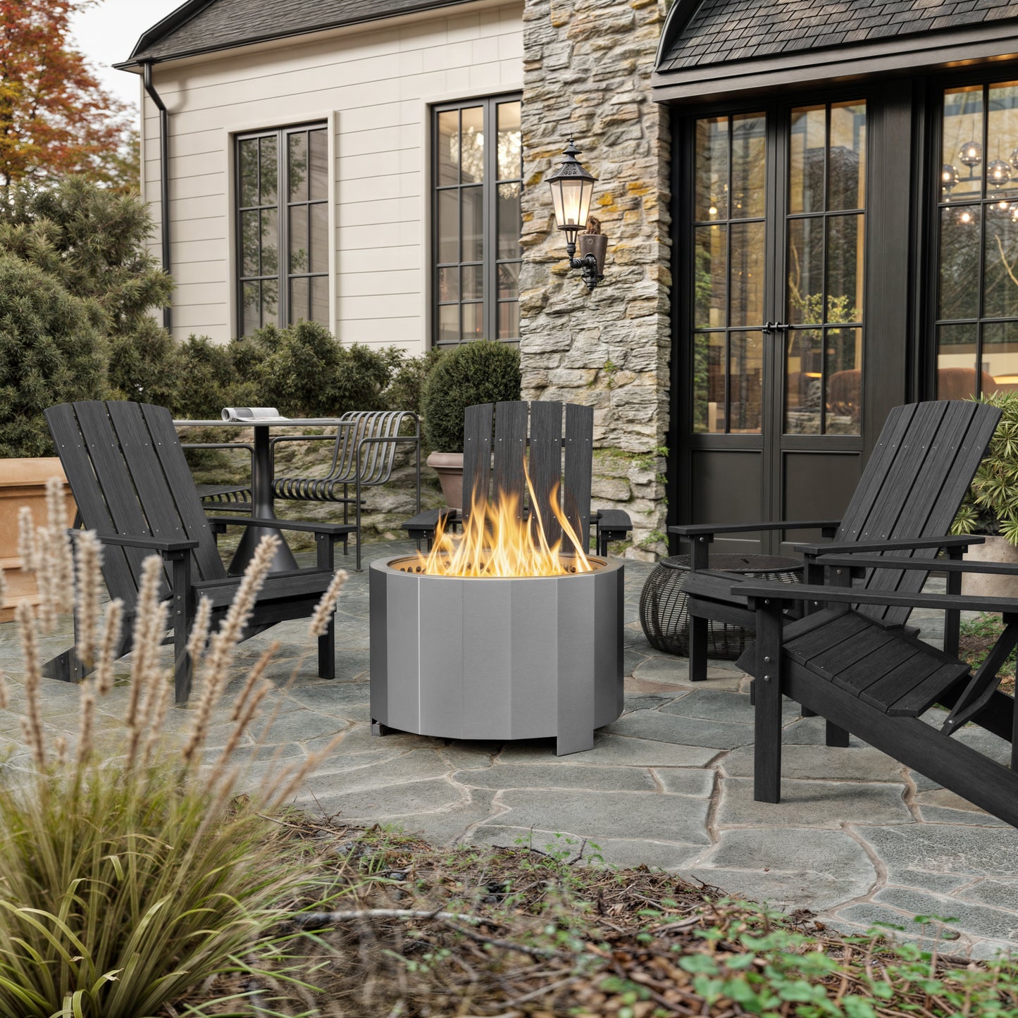Titus Commercial Grade 27 inch Smokeless Outdoor Firepit, Natural Wood Burning Portable Fire Pit With Water-Resistant Cover, Stainless Steel Stainless Steel