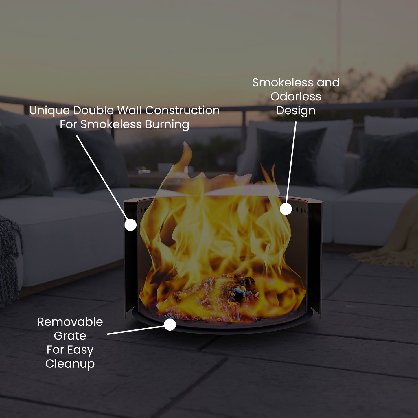 Titus Commercial Grade 27 inch Smokeless Outdoor Firepit, Natural Wood Burning Portable Fire Pit With Water-Resistant Cover, Bronze Bronze