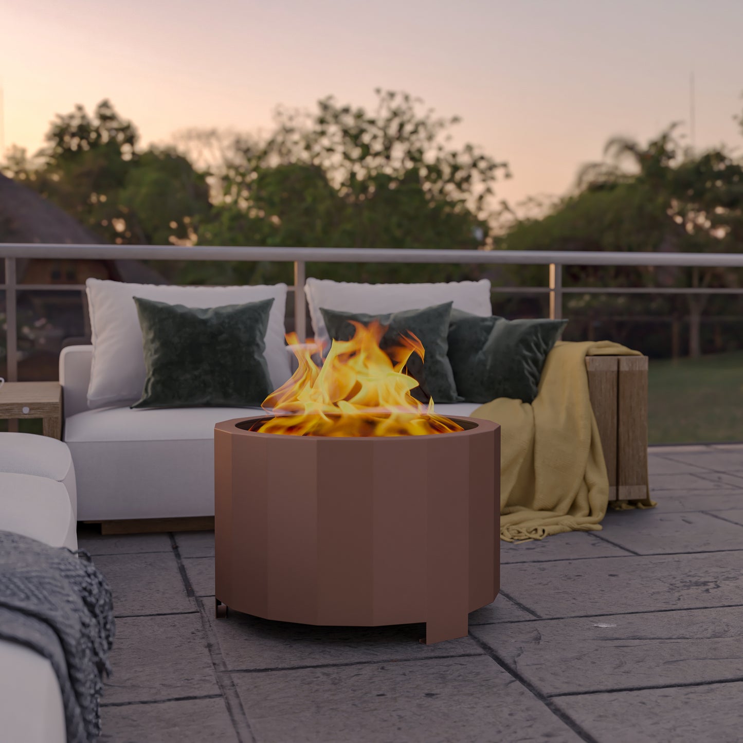 Titus Commercial Grade 27 inch Smokeless Outdoor Firepit, Natural Wood Burning Portable Fire Pit With Water-Resistant Cover, Bronze Bronze
