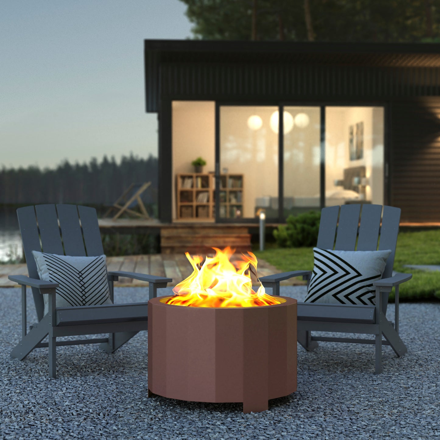 Titus Commercial Grade 27 inch Smokeless Outdoor Firepit, Natural Wood Burning Portable Fire Pit With Water-Resistant Cover, Bronze Bronze