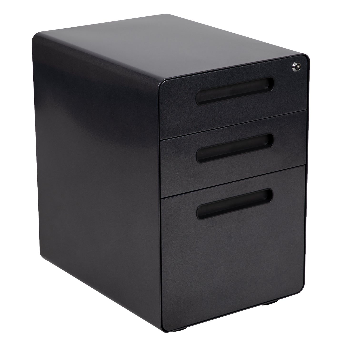 Stiles Work From Home Kit - Adjustable Computer Desk, Ergonomic Mesh Office Chair and Locking Mobile Filing Cabinet with Inset Handles Black