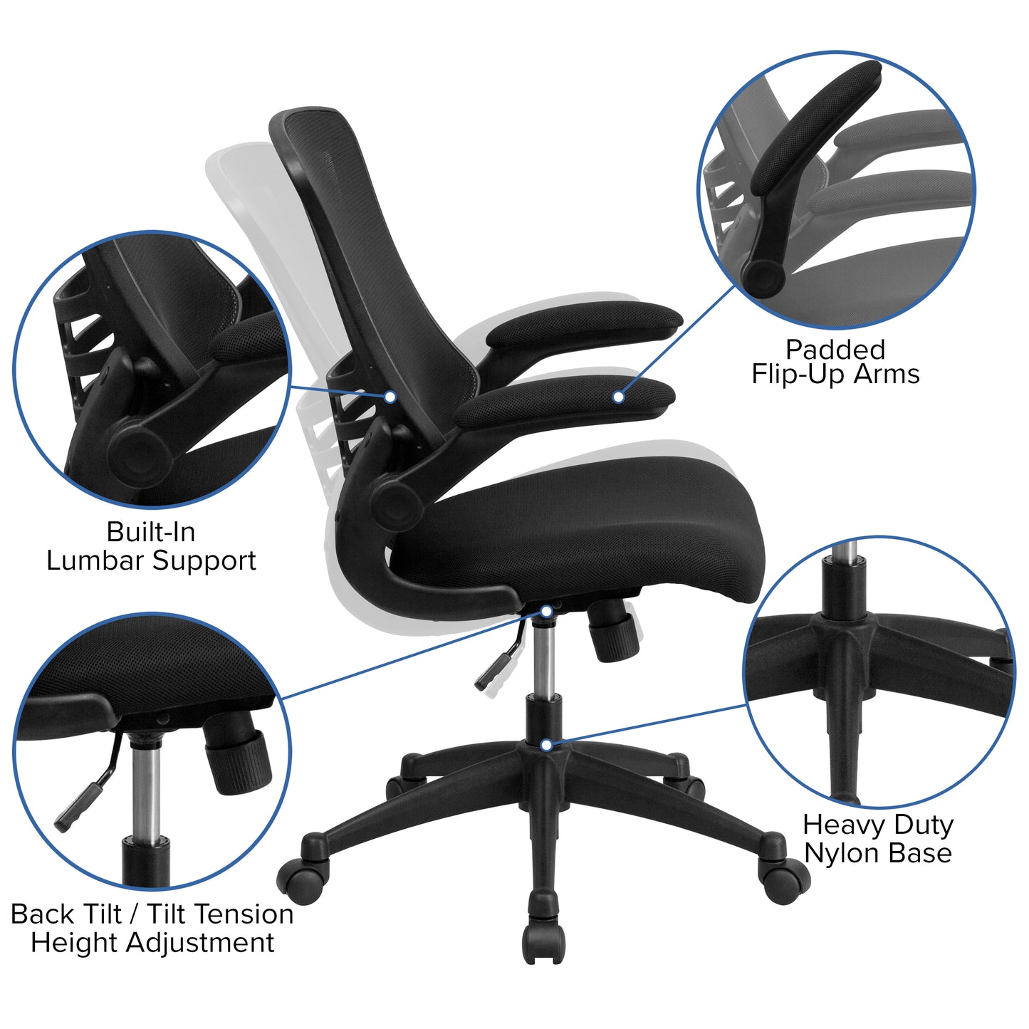 Stiles Work From Home Kit - Adjustable Computer Desk, Ergonomic Mesh Office Chair and Locking Mobile Filing Cabinet with Inset Handles Black