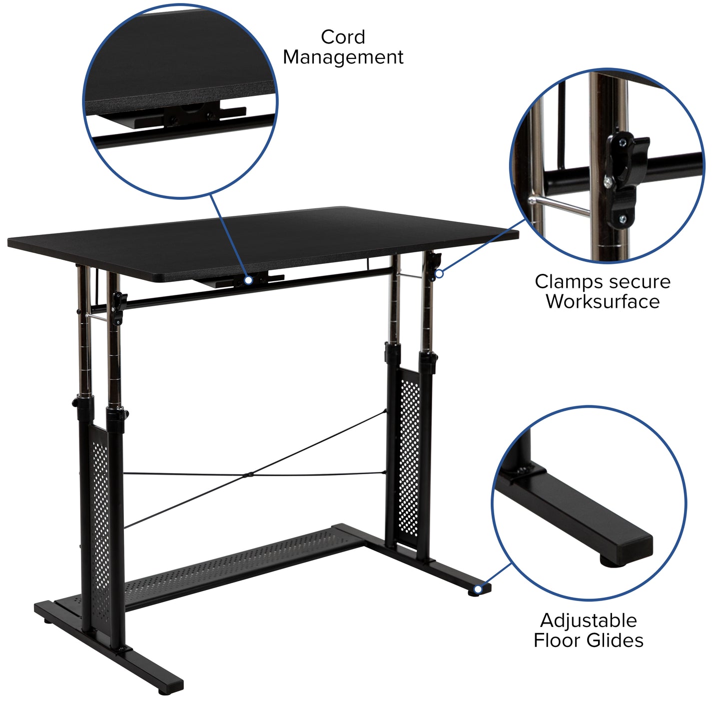 Stiles Work From Home Kit - Adjustable Computer Desk, Ergonomic Mesh Office Chair and Locking Mobile Filing Cabinet with Side Handles Black