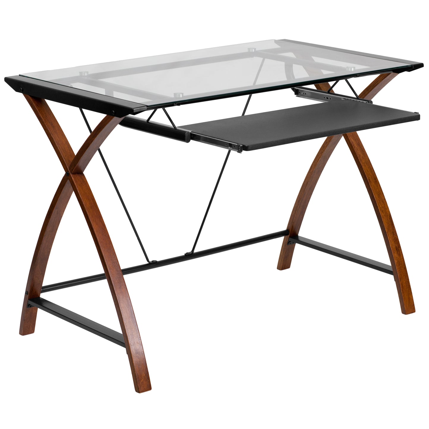 Stiles Work From Home Kit - Glass Desk with Keyboard Tray, Ergonomic Mesh Office Chair and Filing Cabinet with Lock & Side Handles Black