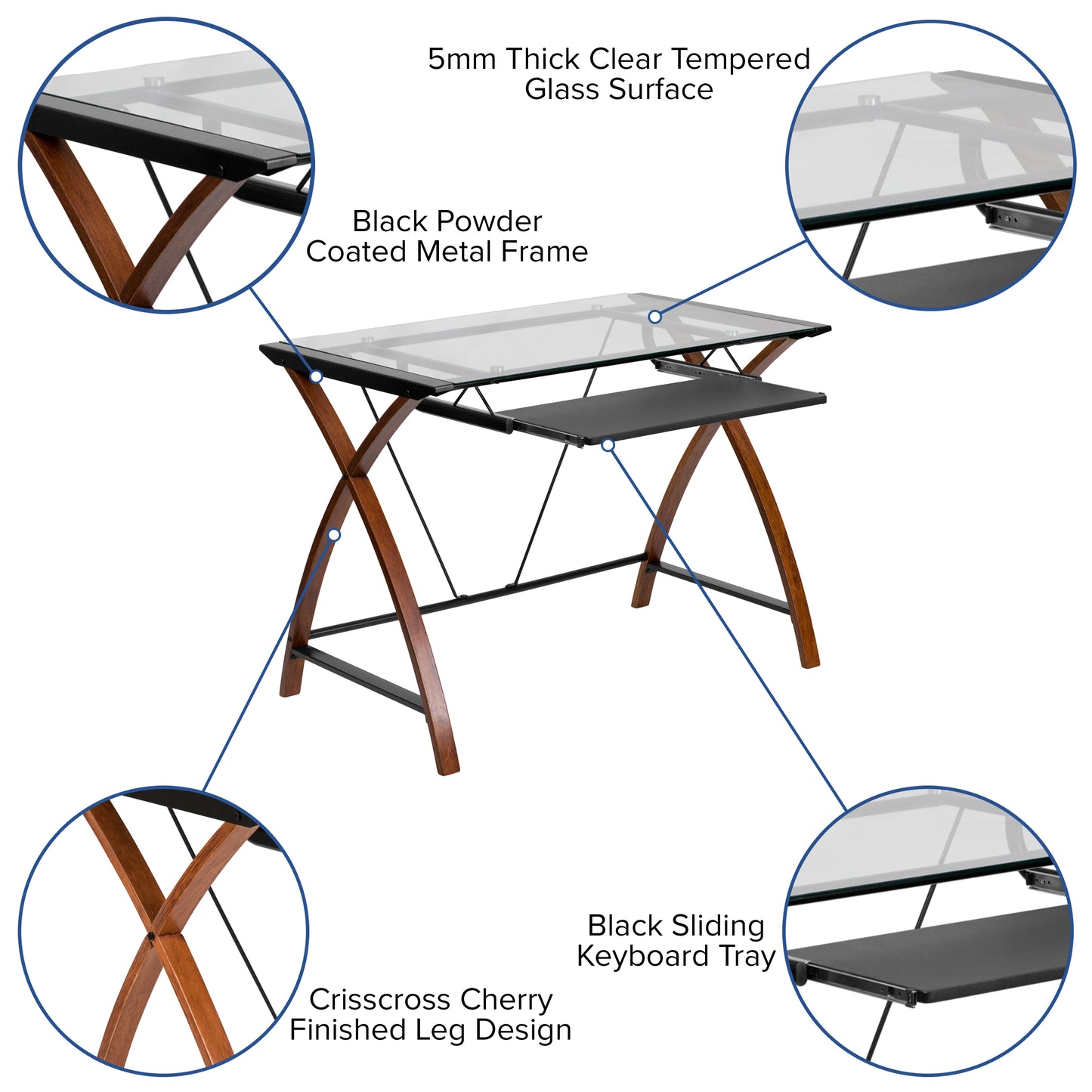 Stiles Work From Home Kit - Glass Desk with Keyboard Tray, Ergonomic Mesh Office Chair and Filing Cabinet with Lock & Side Handles Black