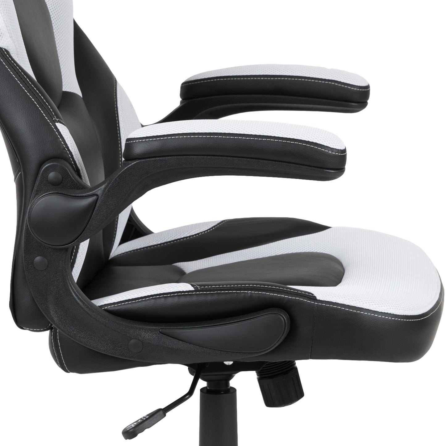 Optis Red Gaming Desk and White/Black Racing Chair Set with Cup Holder and Headphone Hook White